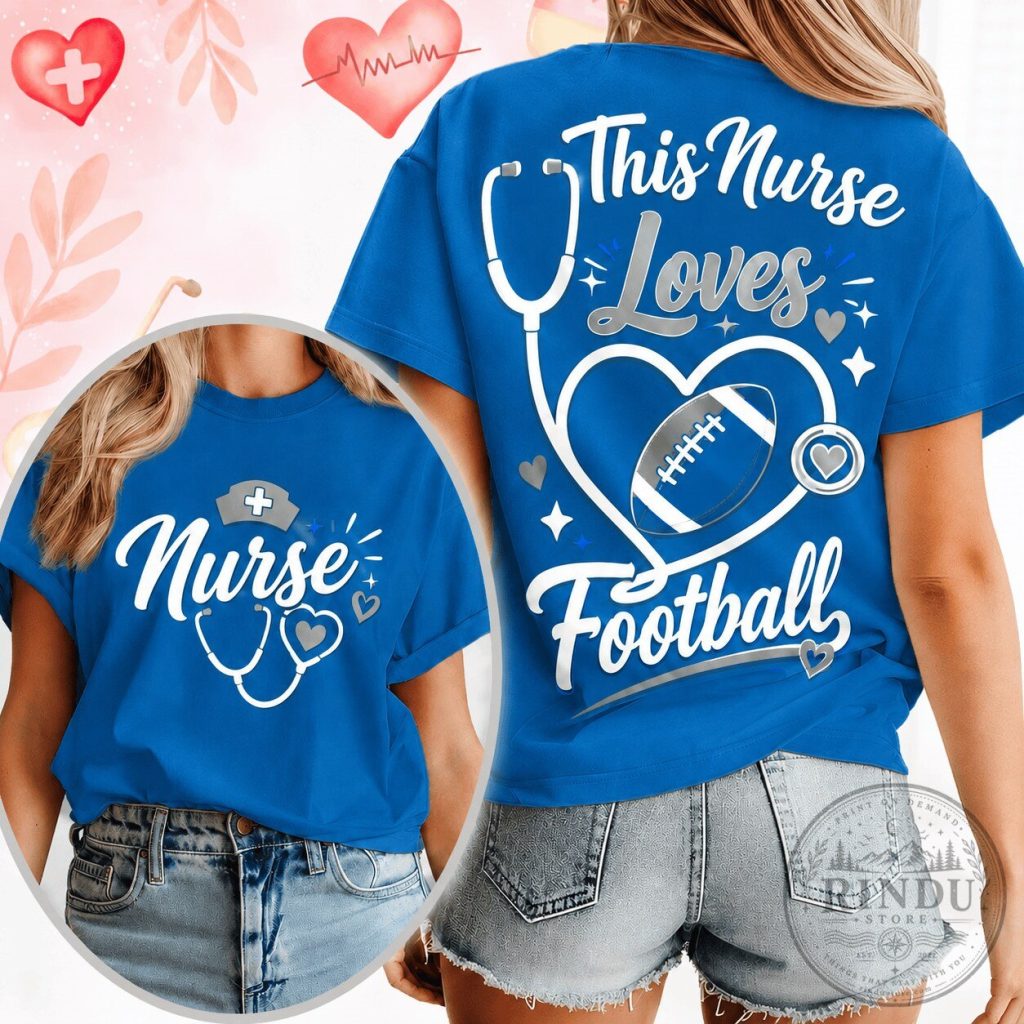 Nurse Loves Football Stethoscope Heart Graphic Royal Blue T-Shirt Nurse Loves Football Stethoscope Heart Graphic Royal Blue T-Shirt