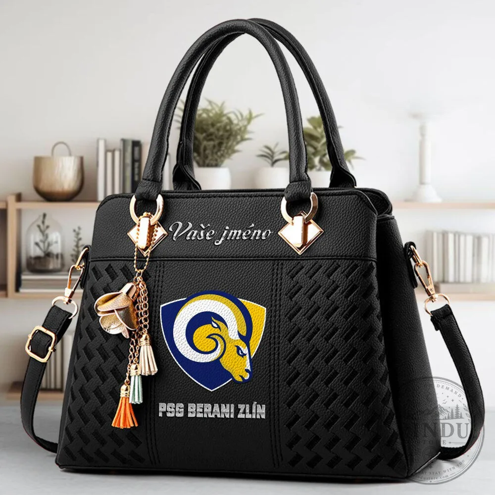 PSG Berani Zlín Ice Hockey Club Logo Black Faux Leather Handbag