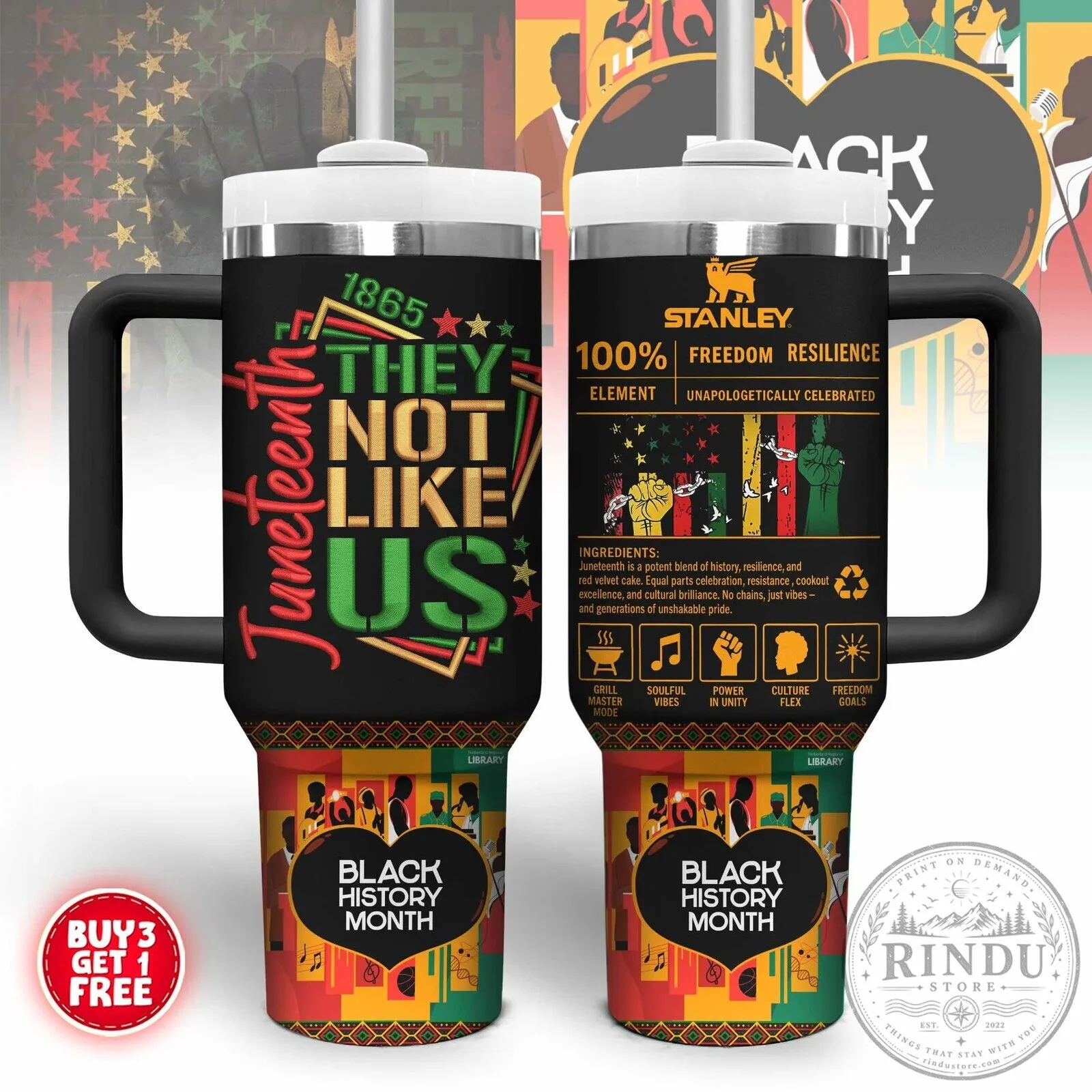 Juneteenth They Not Like Us Black History Month Tumbler with Handle