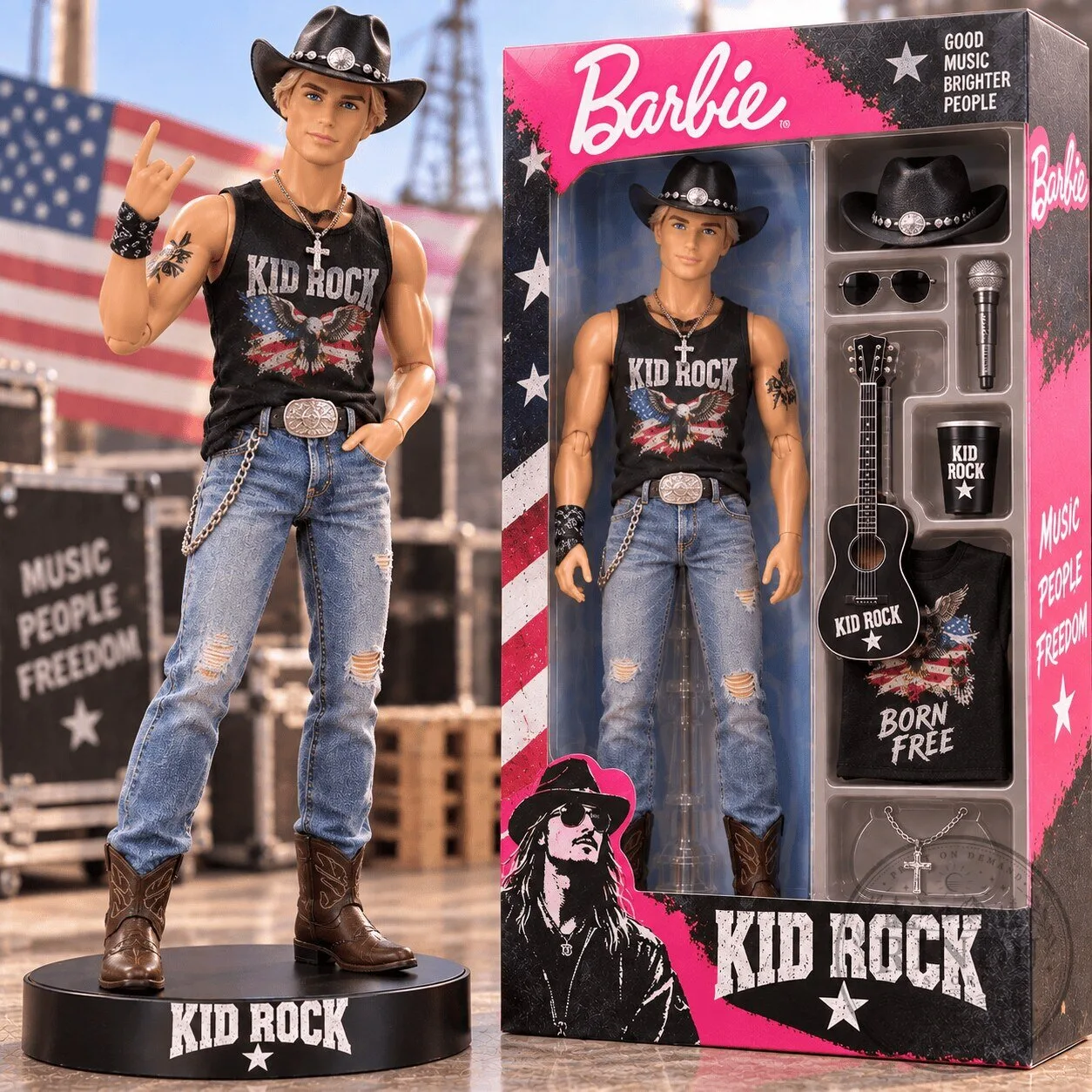 Kid Rock Barbie Doll Commemorative Collectible Figure with Accessories