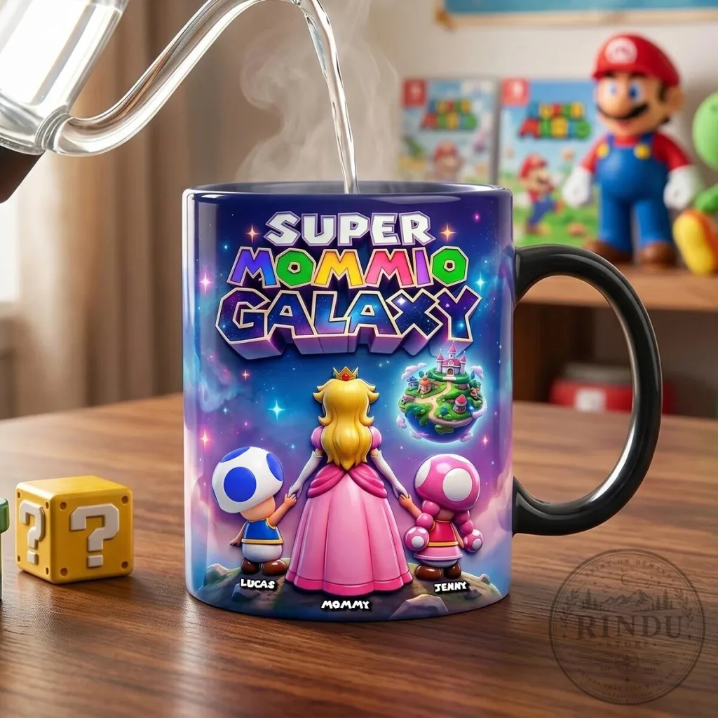 Super Mario Galaxy Princess Peach and Toad Family Coffee Mug Super Mario Galaxy Princess Peach and Toad Family Coffee Mug
