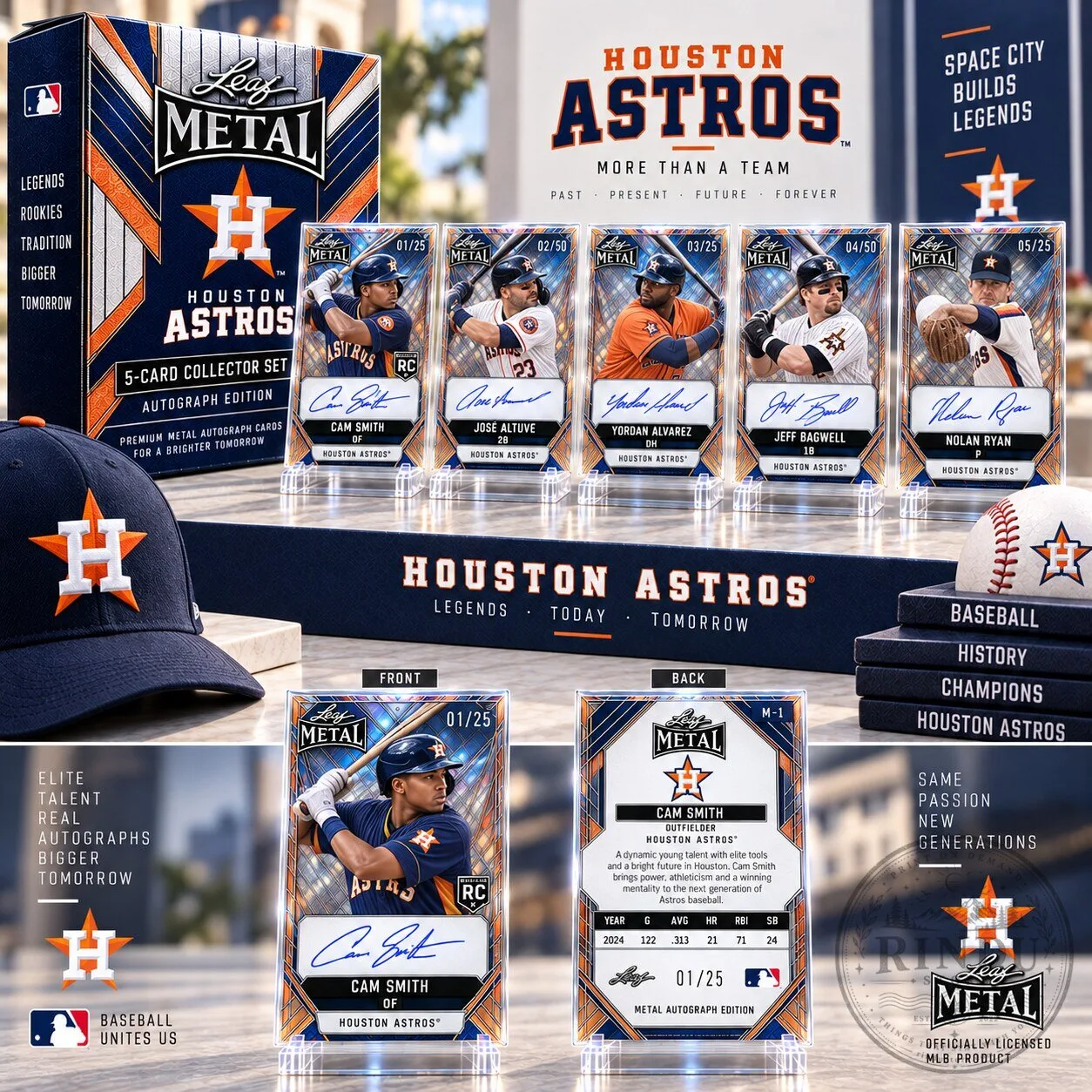 Houston Astros Leaf Metal Autograph Edition 5-Card Collector Set 2 Houston Astros Leaf Metal Autograph Edition 5-Card Collector Set