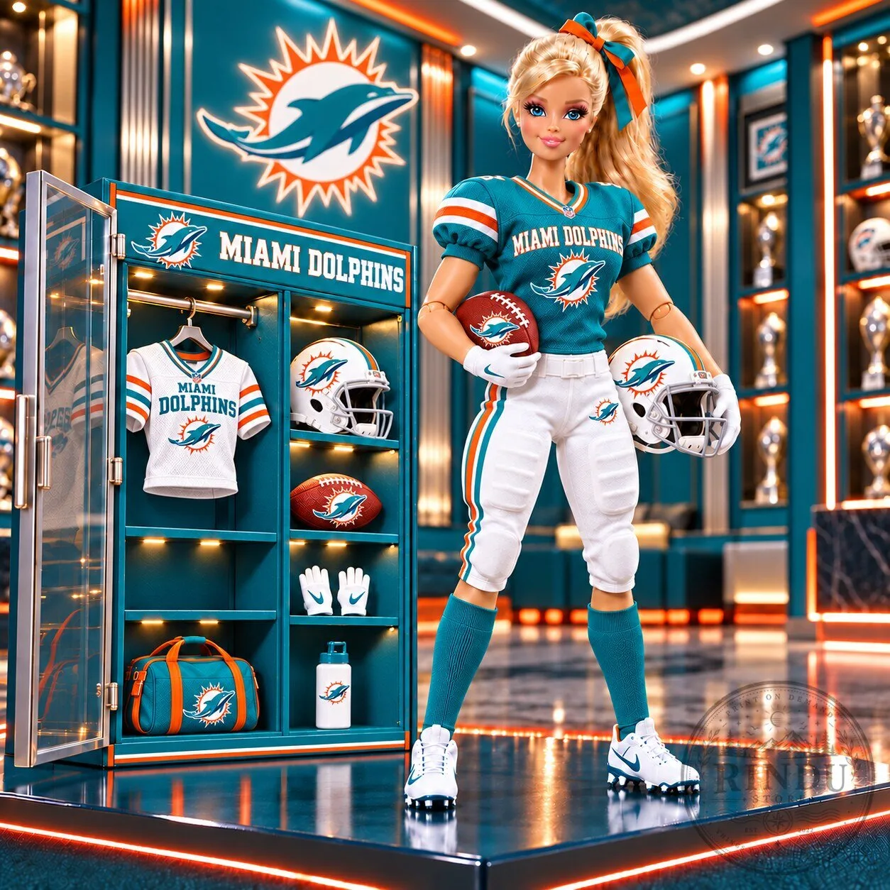 Miami Dolphins Barbie Doll Football Player Collectible Figurine