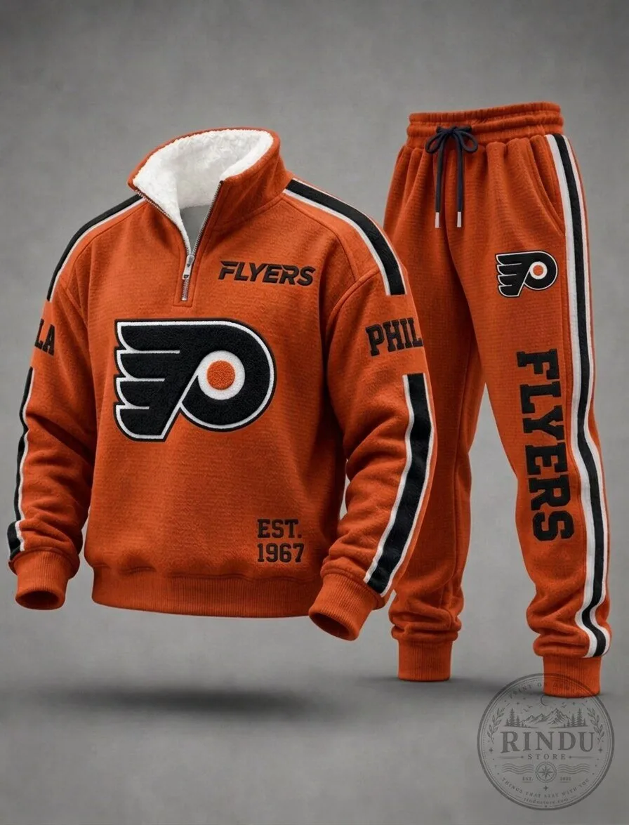 Philadelphia Flyers Orange Half-Zip Fleece Sweatshirt and Sweatpants Set