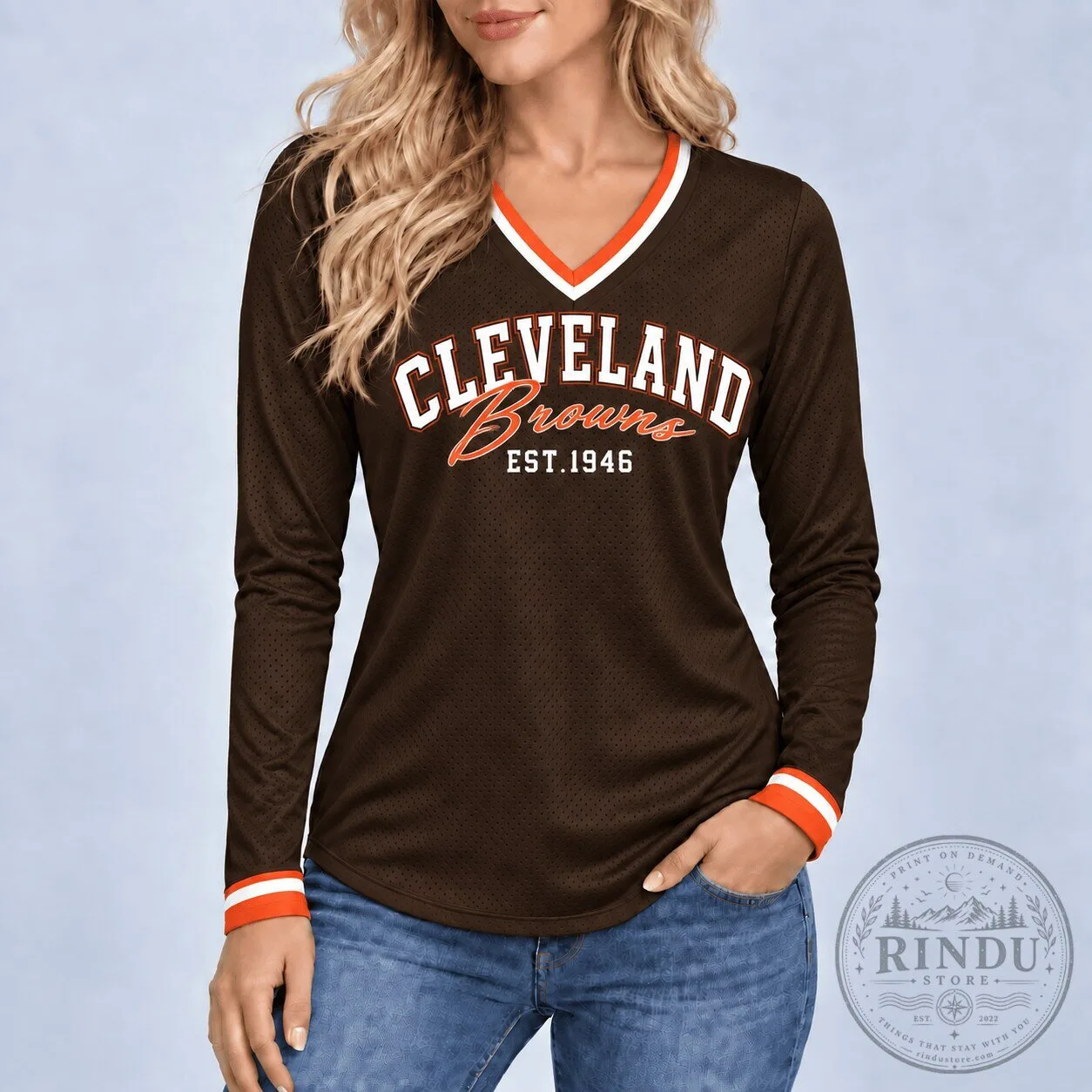 Cleveland Browns Established 1946 Football Team Long Sleeve Jersey