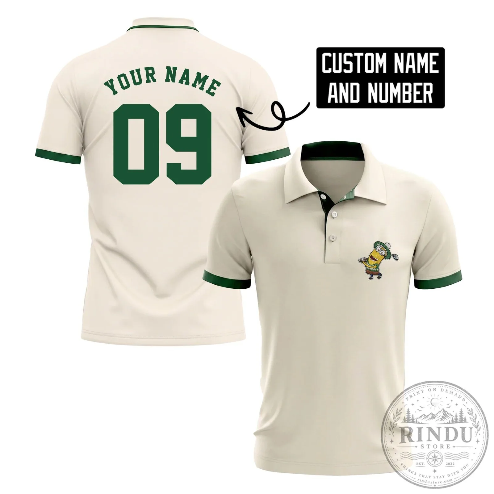 Team Green Minion Golf Polo Shirt - Personalized Cream Green Casual Polo 11 Team Green Minion Golf Polo Shirt - Personalized Cream Green Casual Polo