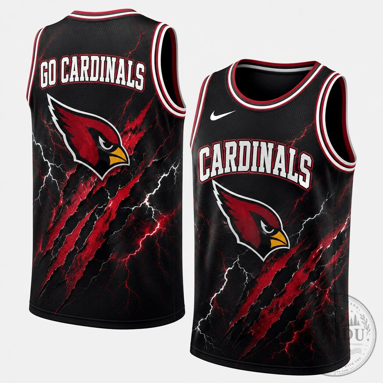 Arizona Cardinals Football Team Lightning Scratch Black Sports Tank Top