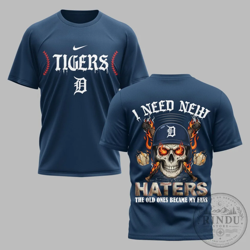Detroit Tigers Skull Baseball Fan T-Shirt Detroit Tigers Skull Baseball Fan T-Shirt