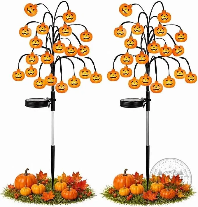 Halloween Pumpkin Solar Garden Stake Lights Outdoor Decorative Tree Lamps