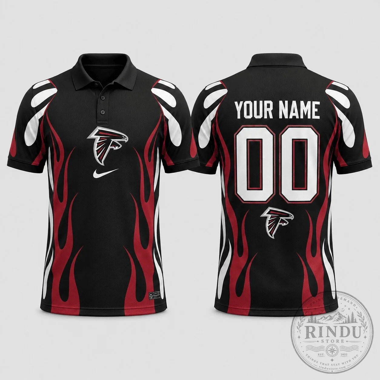 Atlanta Falcons Nike Flame Design Personalized Polo Shirt
