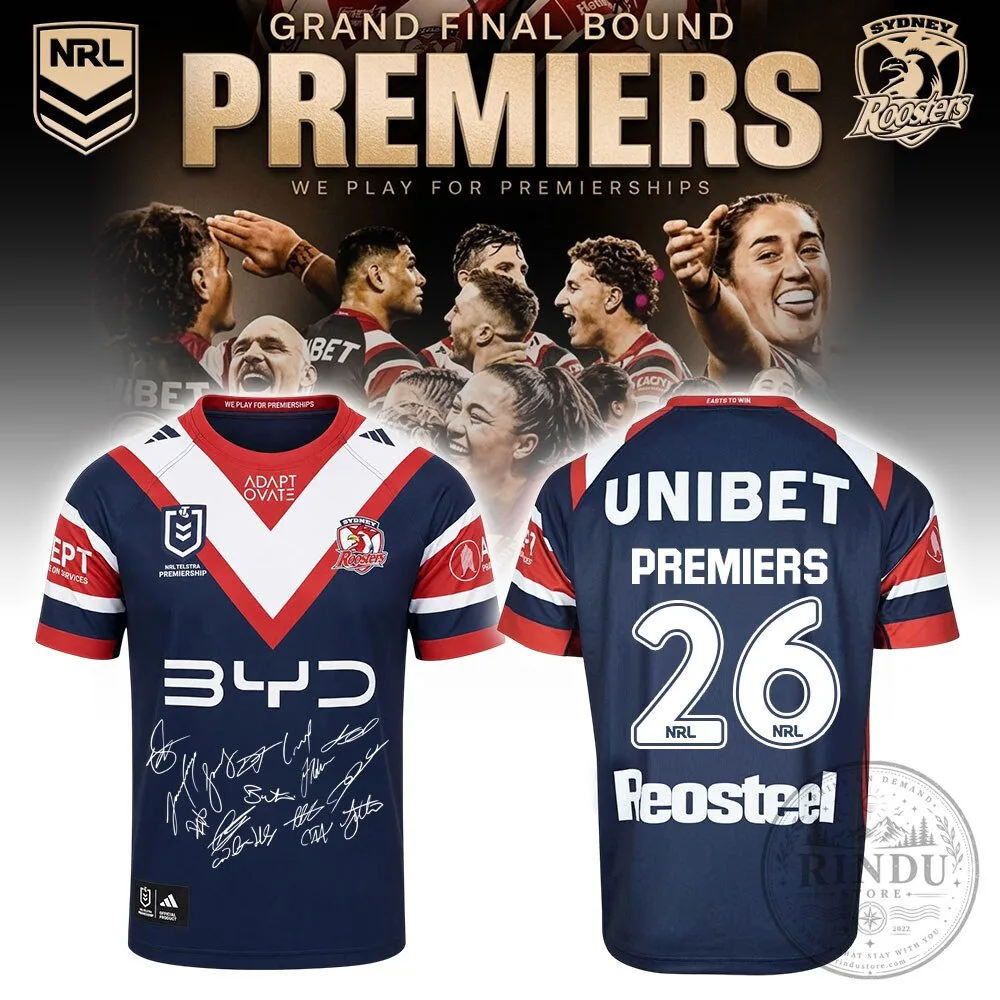 Sydney Roosters 2026 NRL Premiers Squad Signed Limited Edition Home Jersey