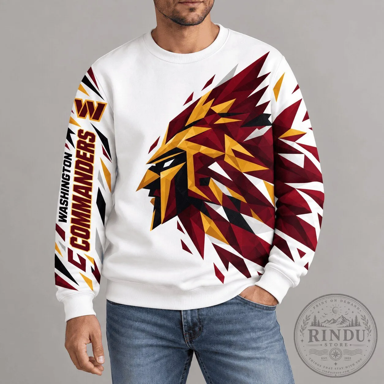 Washington Commanders National Football League Team Polygonal Mascot Sweatshirt
