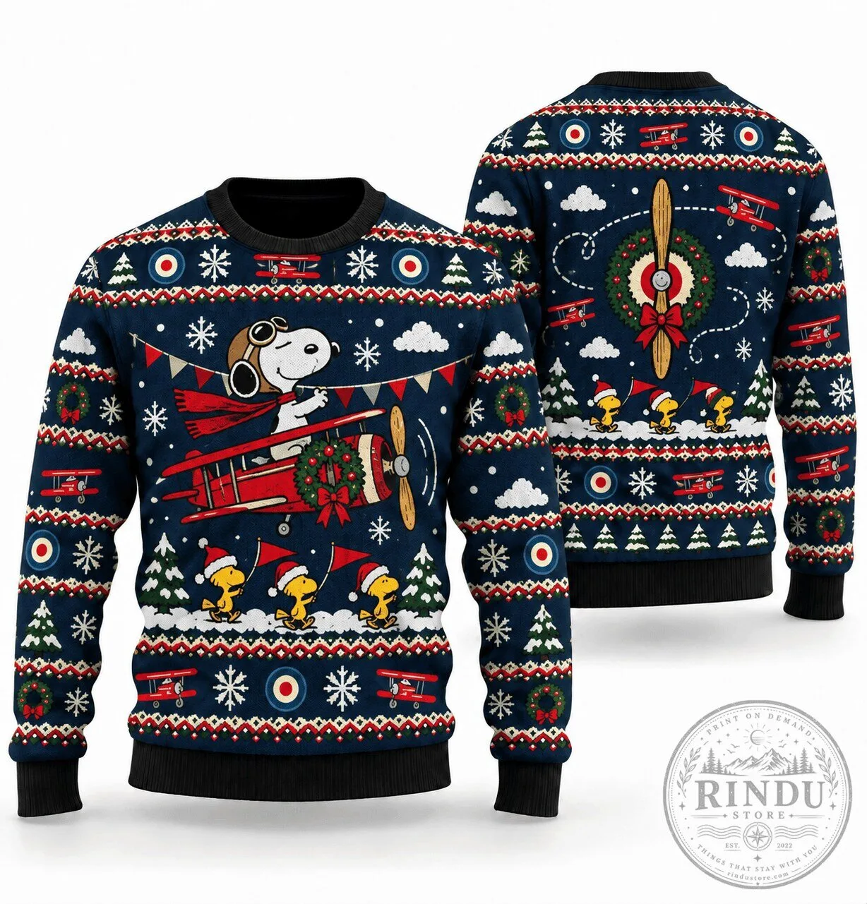 Snoopy Red Baron Christmas Holiday Parade Ugly Sweater