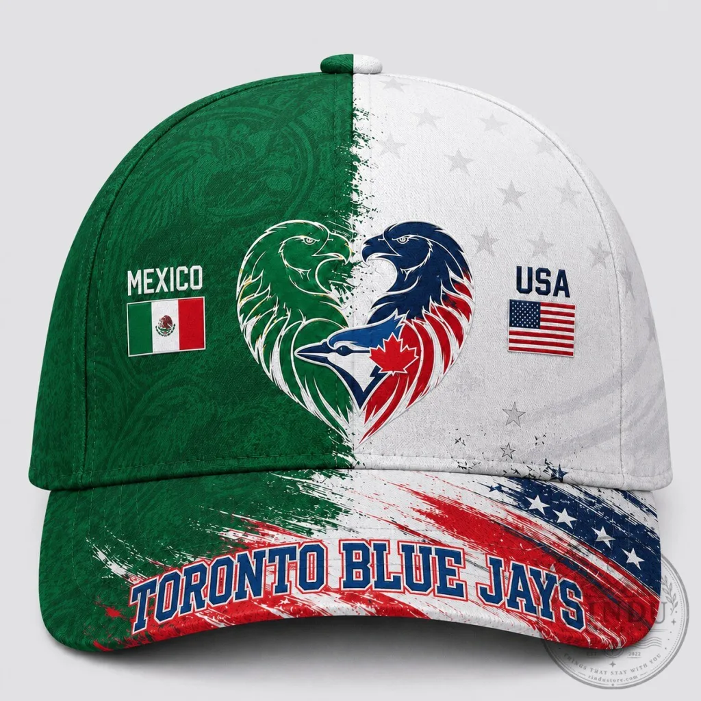 Mexico vs USA Toronto Blue Jays Dual Pride Baseball Cap Hat Mexico vs USA Toronto Blue Jays Dual Pride Baseball Cap Hat
