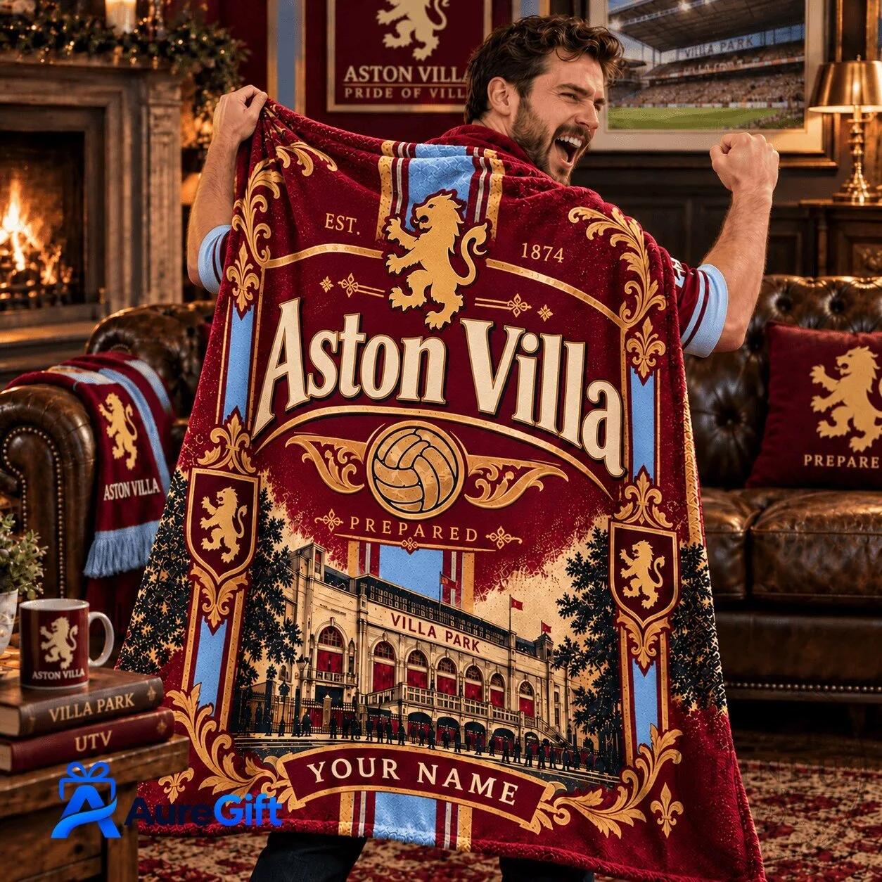 Aston Villa Football Club Personalized Fleece Blanket
