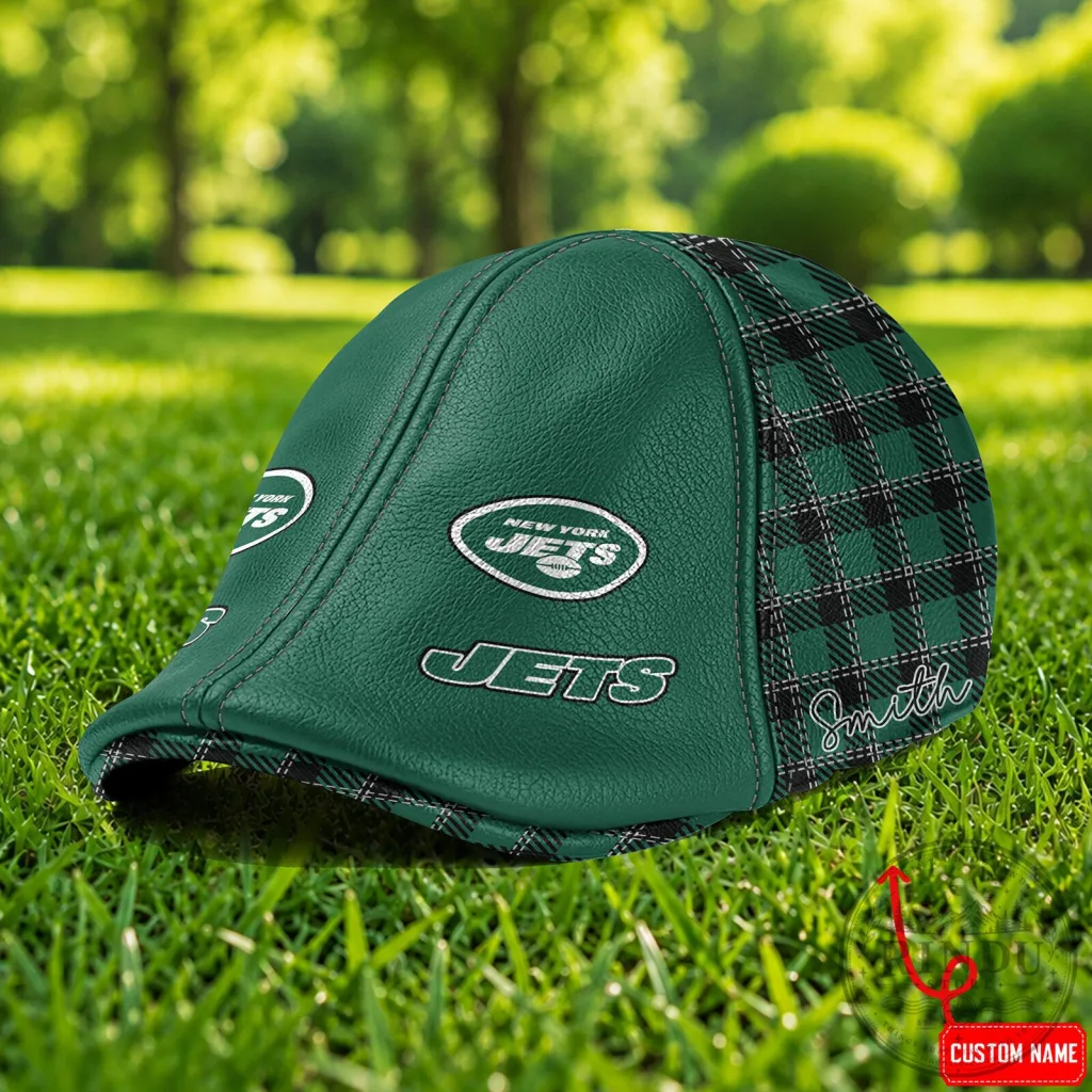 New York Jets NFL Green Plaid Personalized Custom Name Ivy Cap Hat New York Jets NFL Green Plaid Personalized Custom Name Ivy Cap Hat