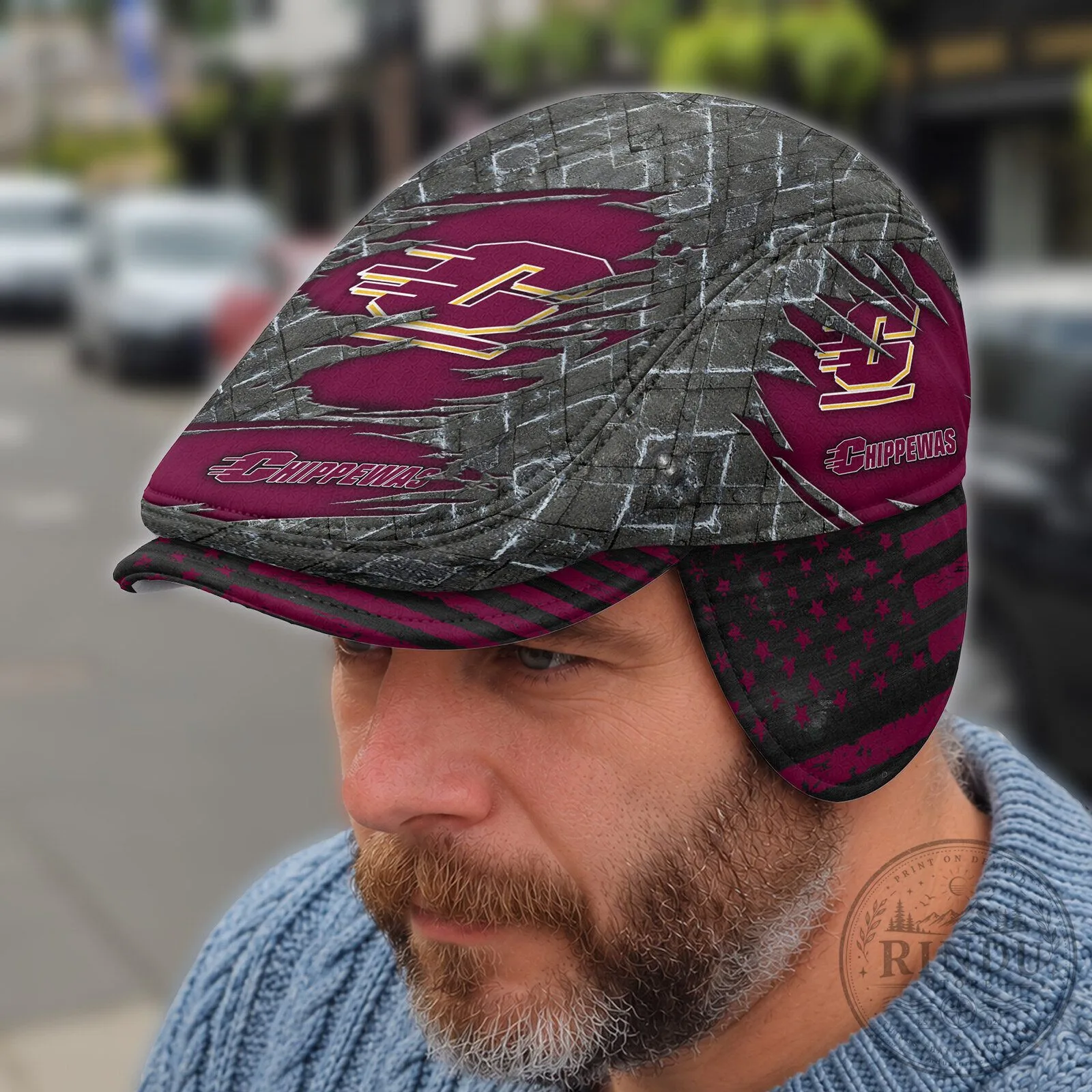 Central Michigan Chippewas NCAA Flat Cap with Foldable Ear Flaps