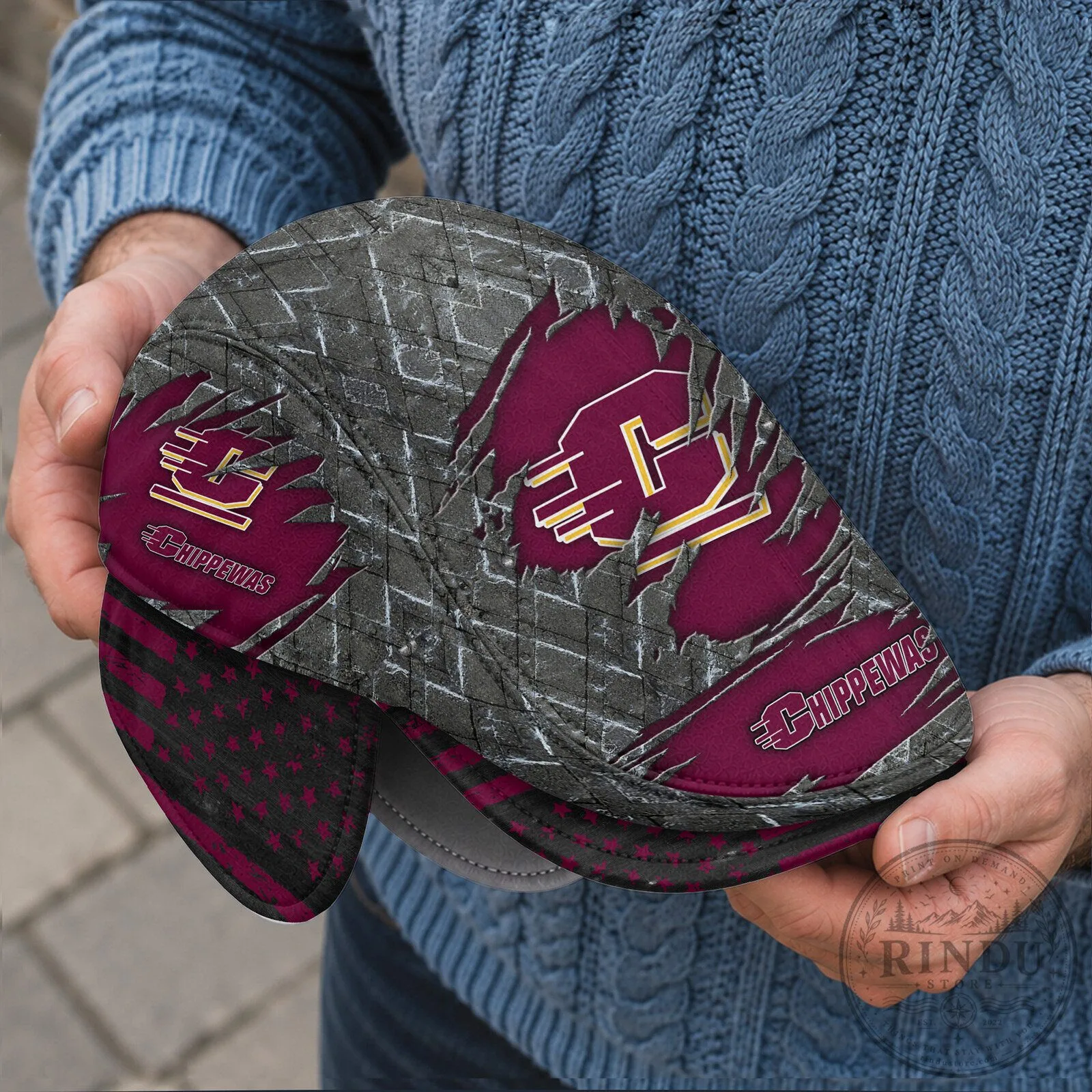 Central Michigan Chippewas NCAA Flat Cap with Foldable Ear Flaps 10 Central Michigan Chippewas NCAA Flat Cap with Foldable Ear Flaps