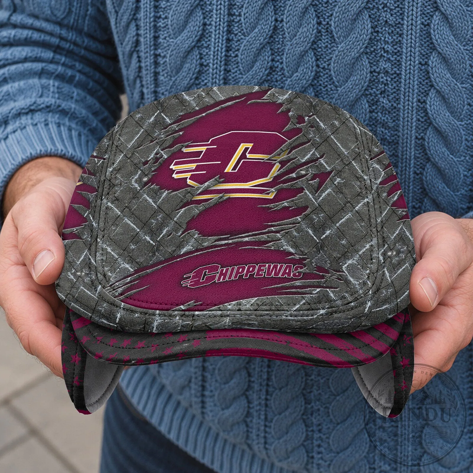 Central Michigan Chippewas NCAA Flat Cap with Foldable Ear Flaps 11 Central Michigan Chippewas NCAA Flat Cap with Foldable Ear Flaps
