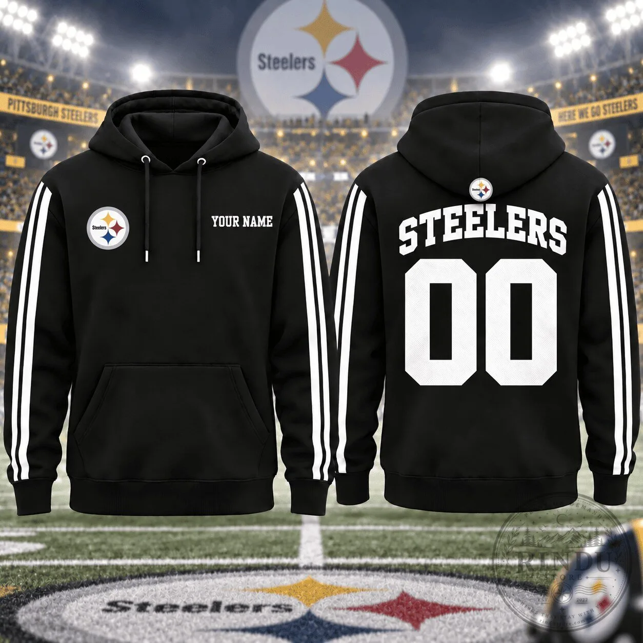 Black Hoodie with Custom Name and Number for Pittsburgh Steelers Fans 1 Black Hoodie with Custom Name and Number for Pittsburgh Steelers Fans