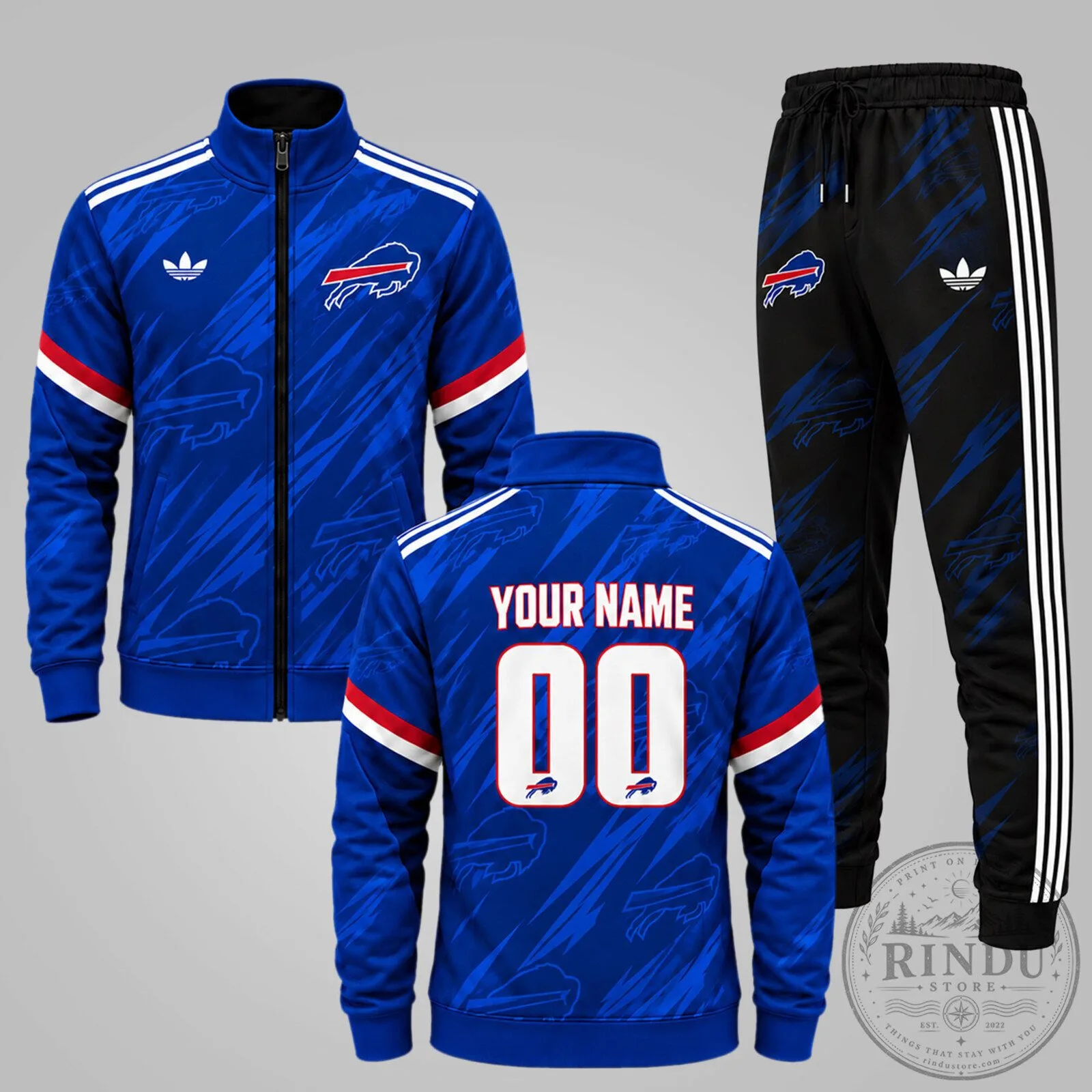 Buffalo Bills Personalized Team Pride Tracksuit Jacket and Jogger Pants Set