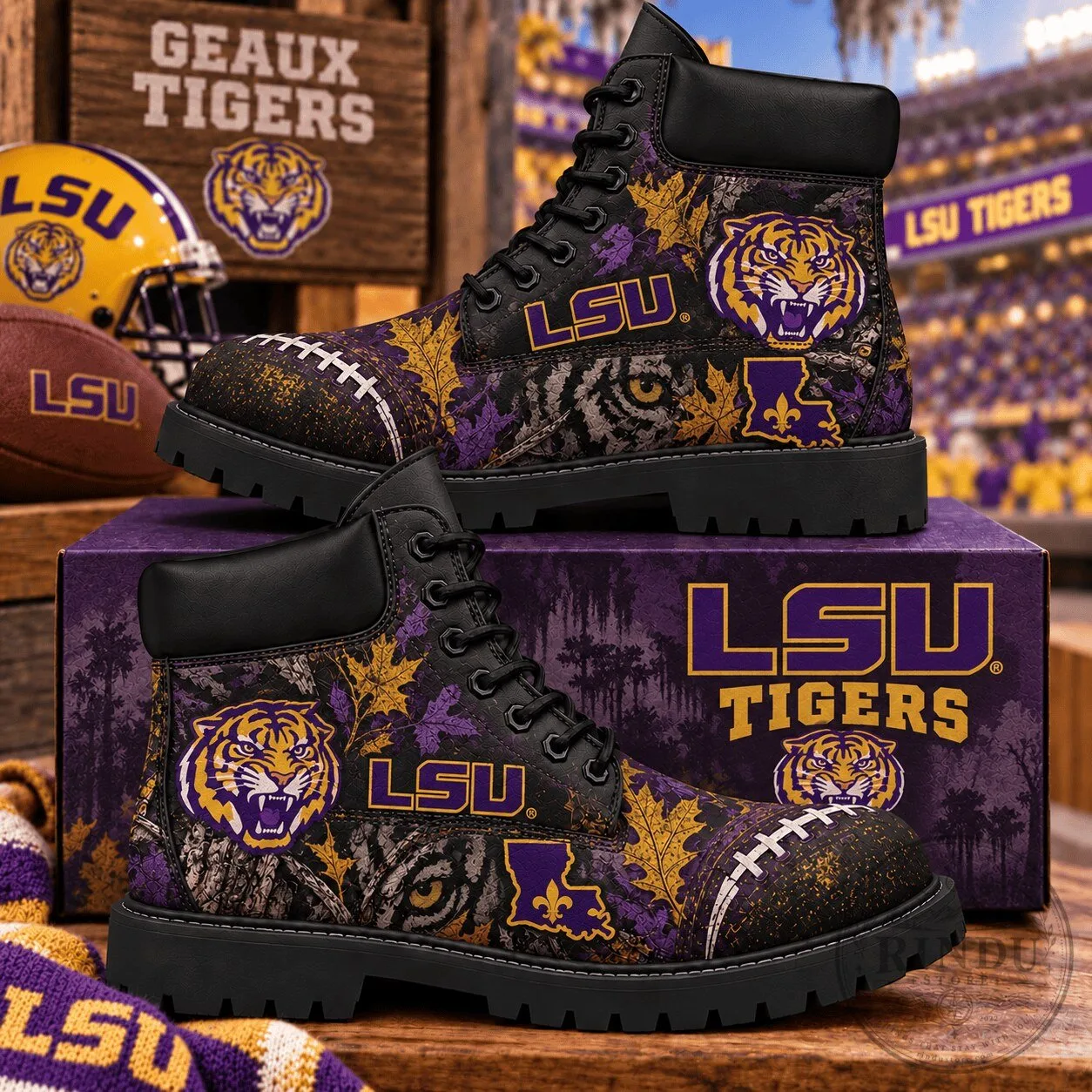 Louisiana State University Tigers Football Fans High-Top Boots 2 Louisiana State University Tigers Football Fans High-Top Boots