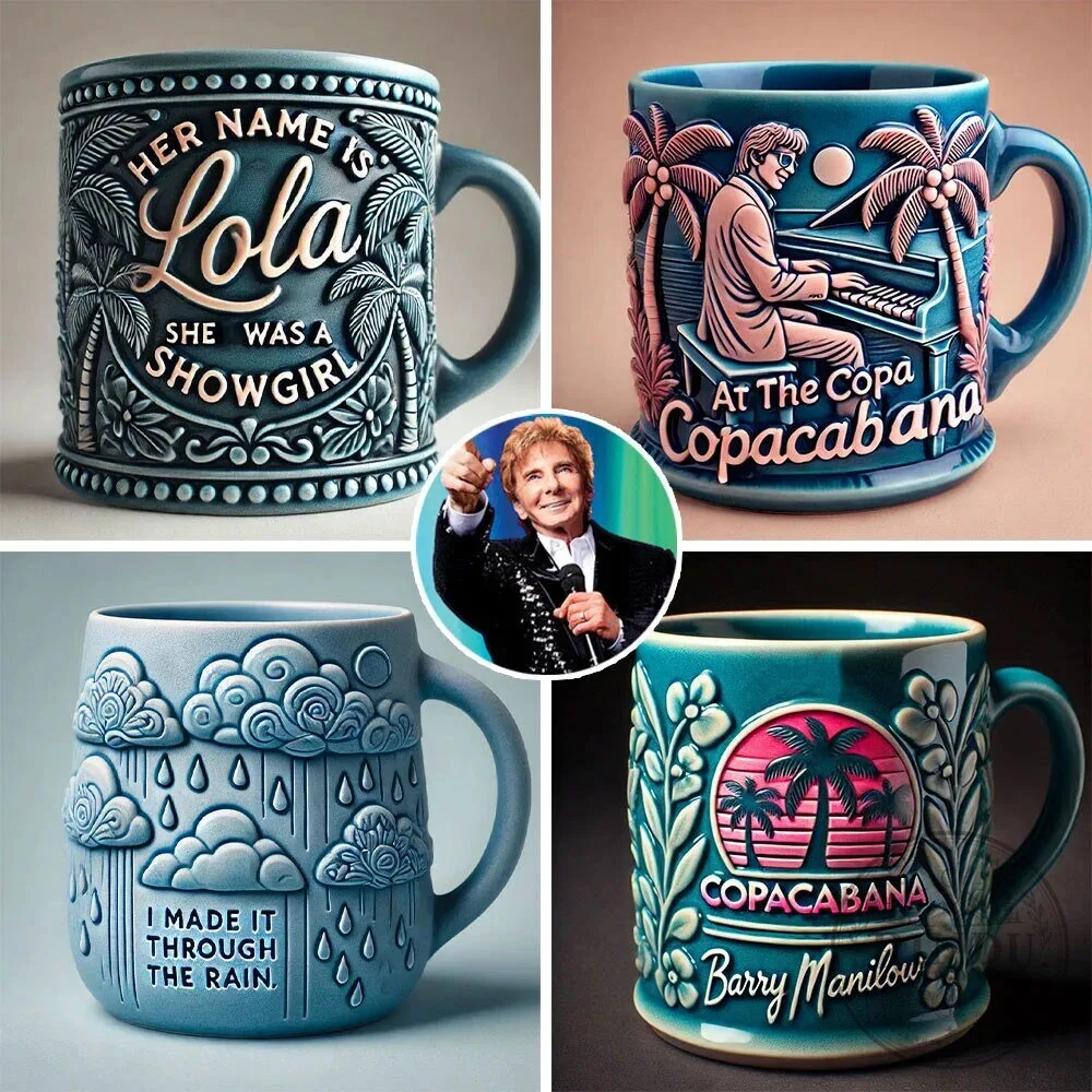 Barry Manilow Copacabana Lola Showgirl Blue Ceramic Coffee Mug