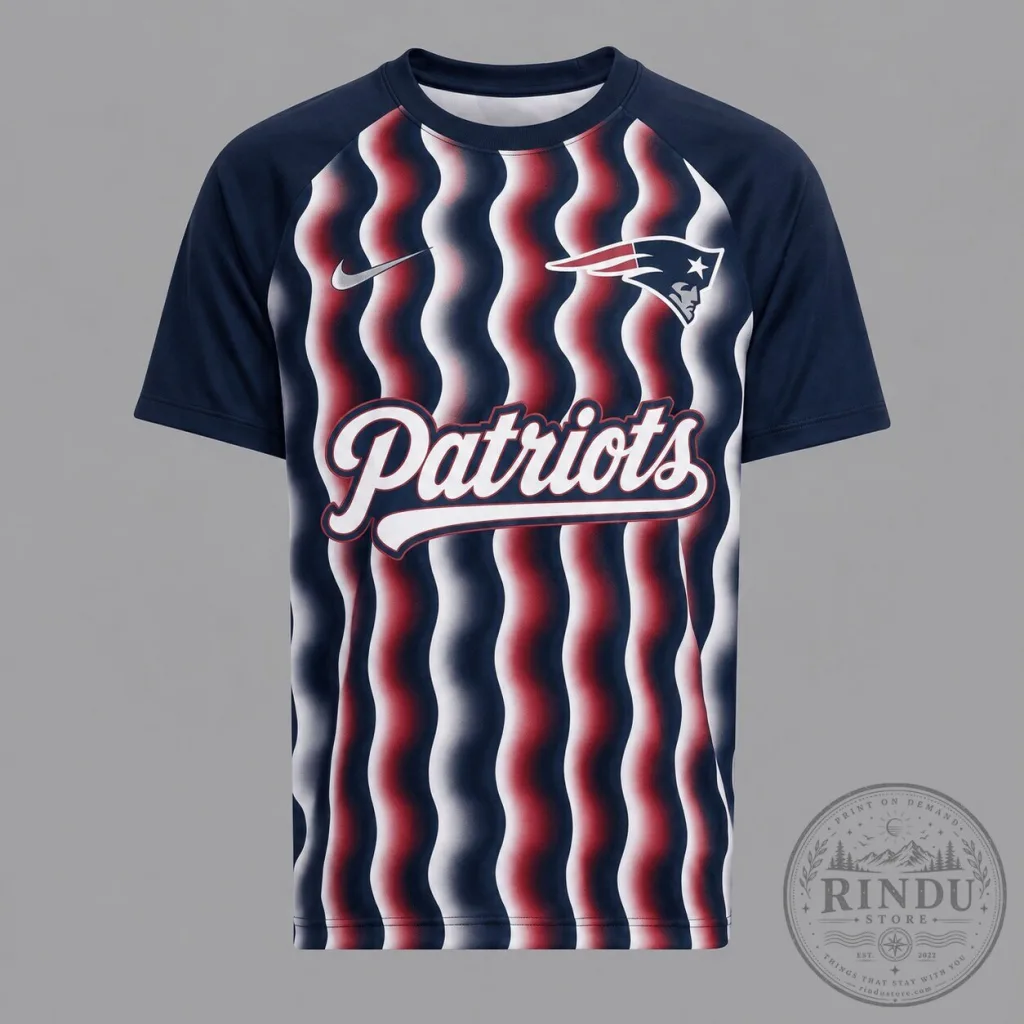 New England Patriots NFL Football Team Wavy Pattern Athletic T-Shirt New England Patriots NFL Football Team Wavy Pattern Athletic T-Shirt