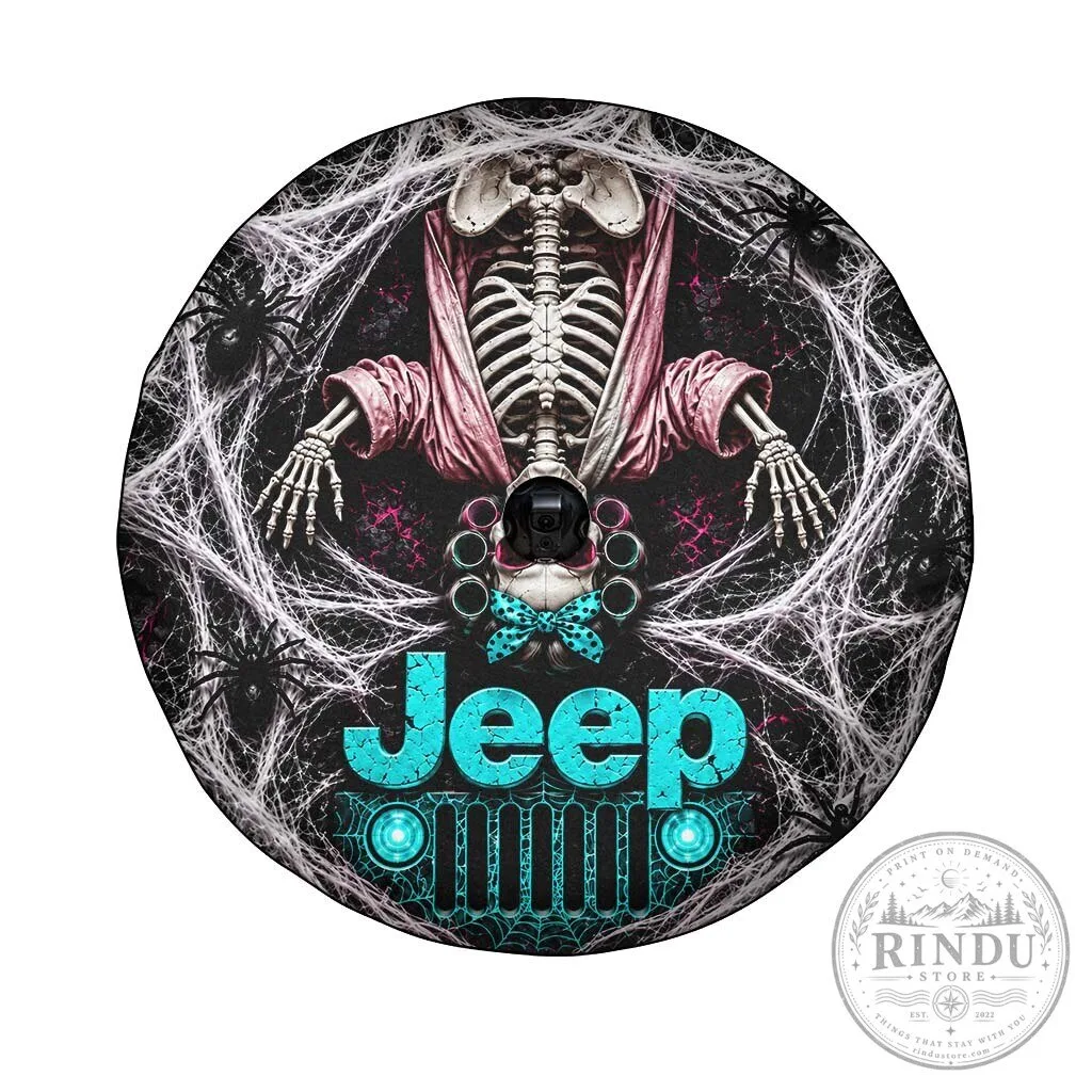 Halloween Jeep Skeleton With Hair Rollers Spare Tire Cover 22 Halloween Jeep Skeleton With Hair Rollers Spare Tire Cover