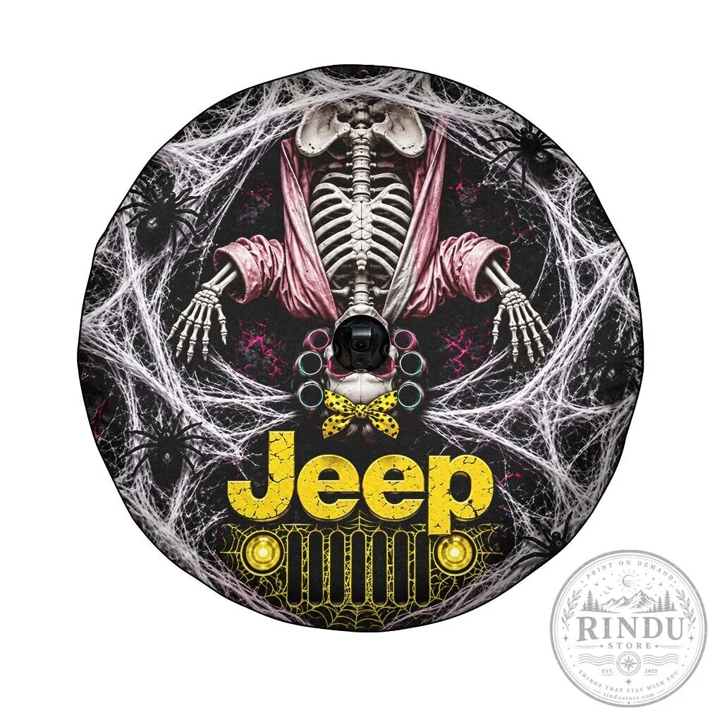Halloween Jeep Skeleton With Hair Rollers Spare Tire Cover 26 Halloween Jeep Skeleton With Hair Rollers Spare Tire Cover