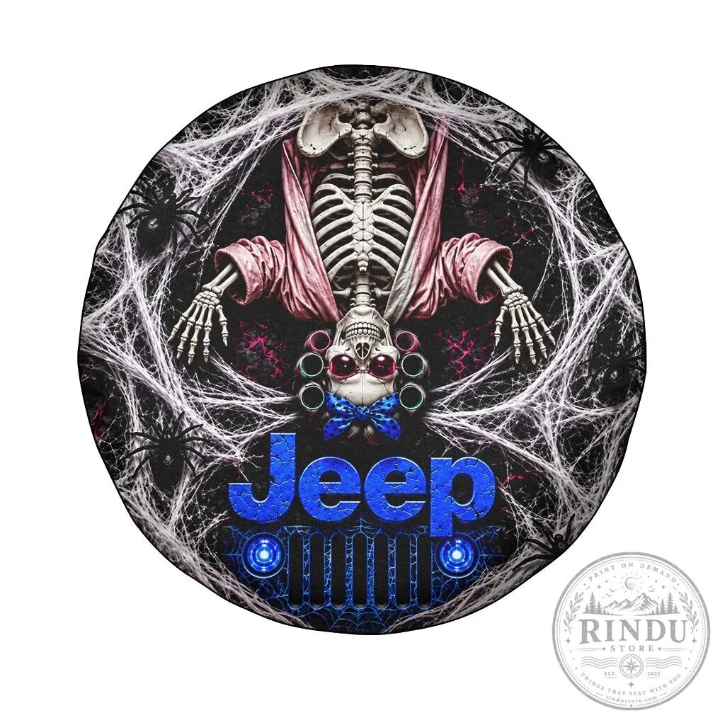 Halloween Jeep Skeleton With Hair Rollers Spare Tire Cover 31 Halloween Jeep Skeleton With Hair Rollers Spare Tire Cover
