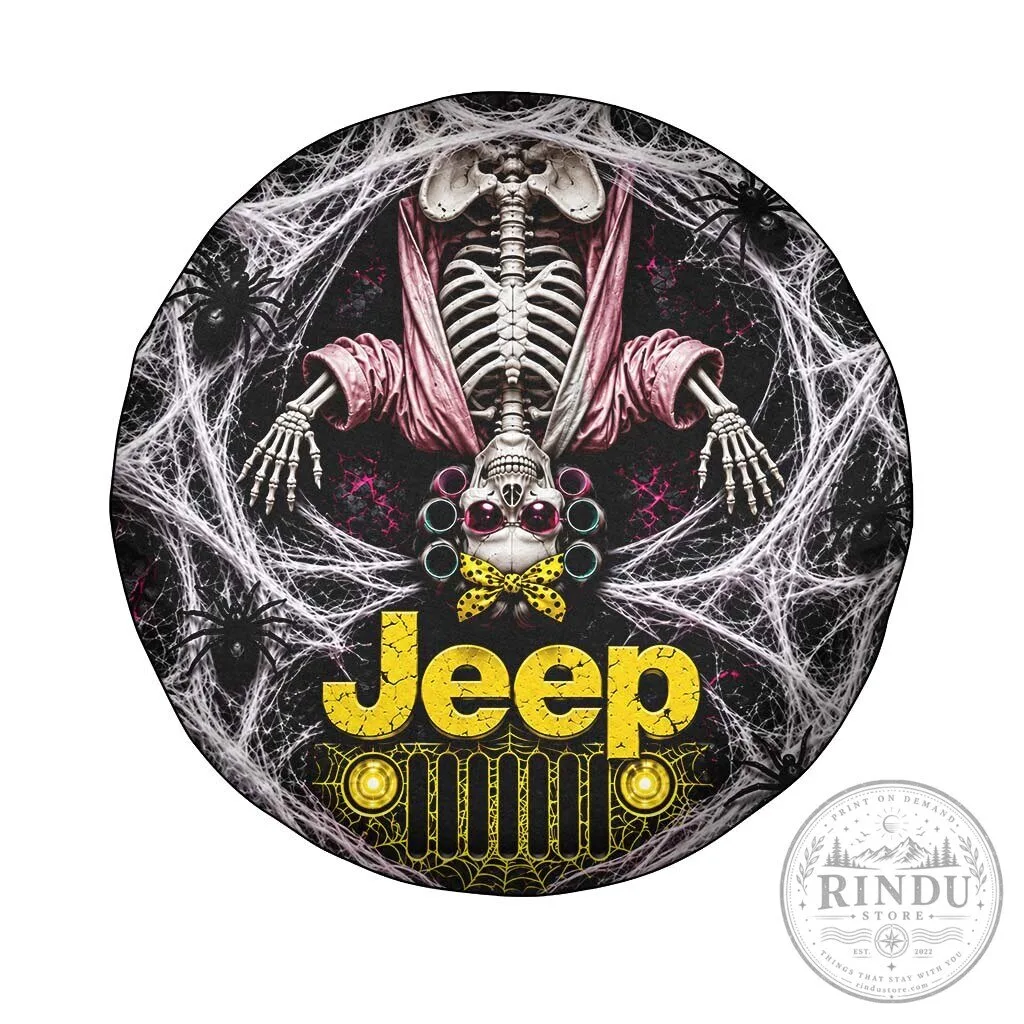 Halloween Jeep Skeleton With Hair Rollers Spare Tire Cover 34 Halloween Jeep Skeleton With Hair Rollers Spare Tire Cover
