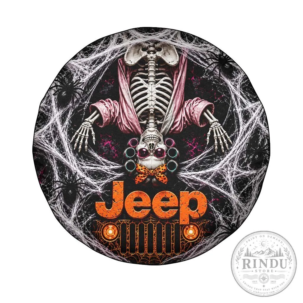 Halloween Jeep Skeleton With Hair Rollers Spare Tire Cover 35 Halloween Jeep Skeleton With Hair Rollers Spare Tire Cover