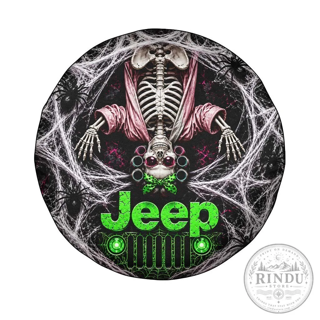Halloween Jeep Skeleton With Hair Rollers Spare Tire Cover 36 Halloween Jeep Skeleton With Hair Rollers Spare Tire Cover