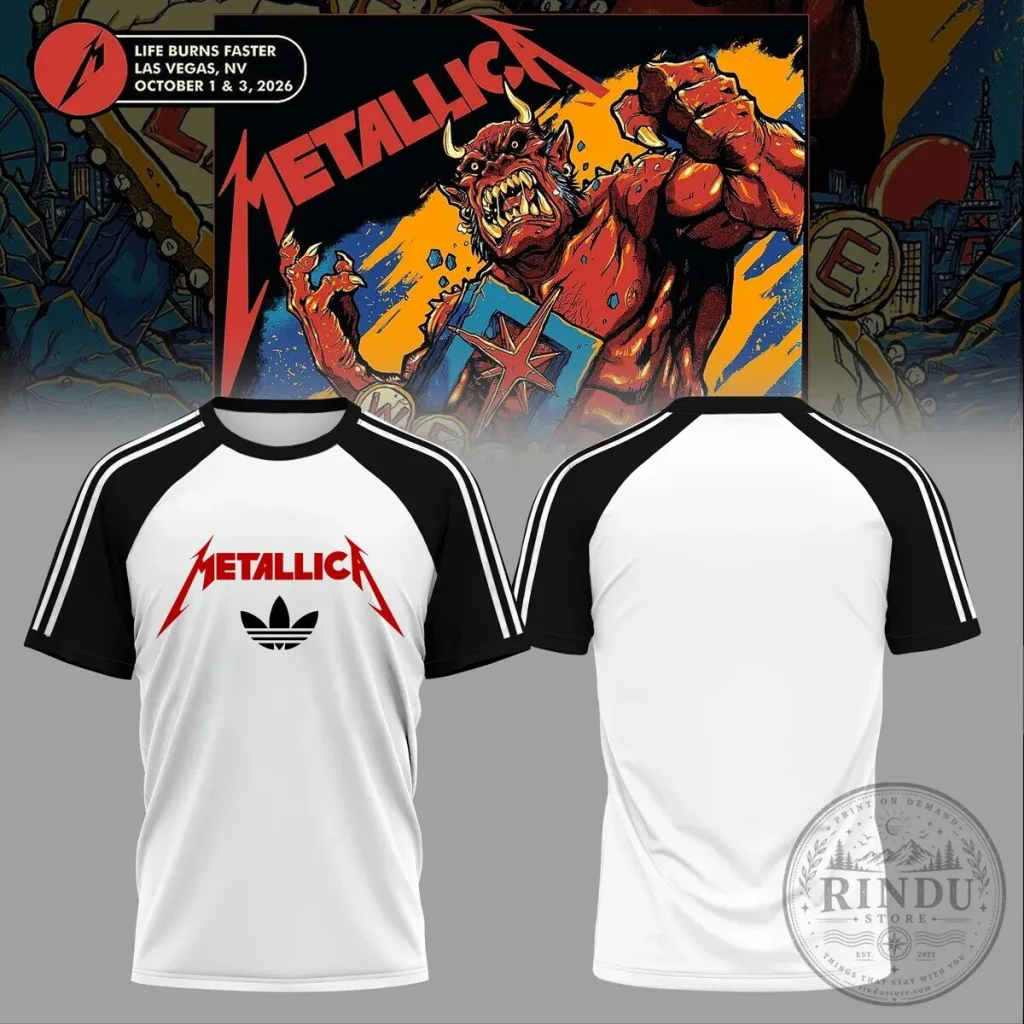 Metallica Life Burns Faster Las Vegas M72 World Tour Graphic T-Shirt Metallica Life Burns Faster Las Vegas M72 World Tour Graphic T-Shirt