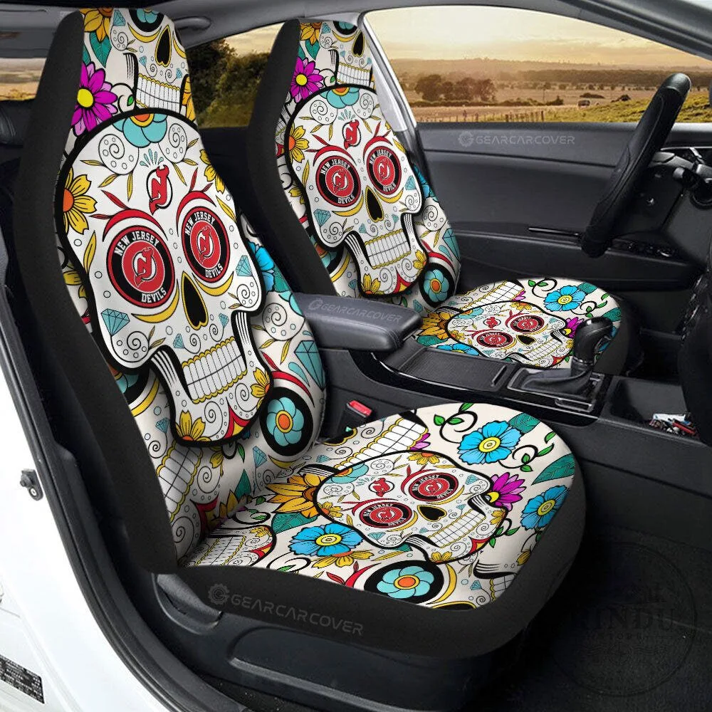 New Jersey Devils Sugar Skull Car Seat Covers for Auto Interior Protection 4 New Jersey Devils Sugar Skull Car Seat Covers for Auto Interior Protection