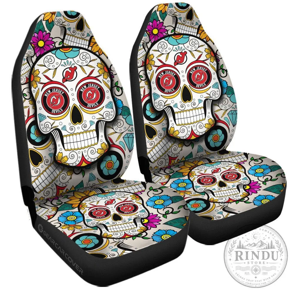New Jersey Devils Sugar Skull Car Seat Covers for Auto Interior Protection 5 New Jersey Devils Sugar Skull Car Seat Covers for Auto Interior Protection