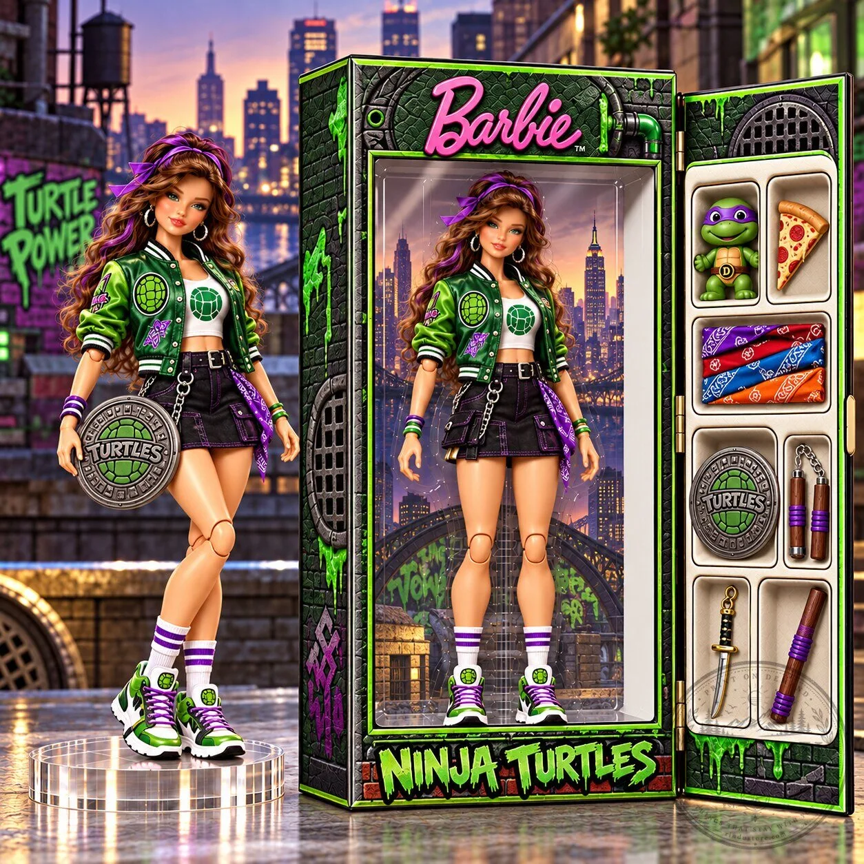 Barbie Ninja Turtles Commemorative Collectible Fashion Doll with Accessories