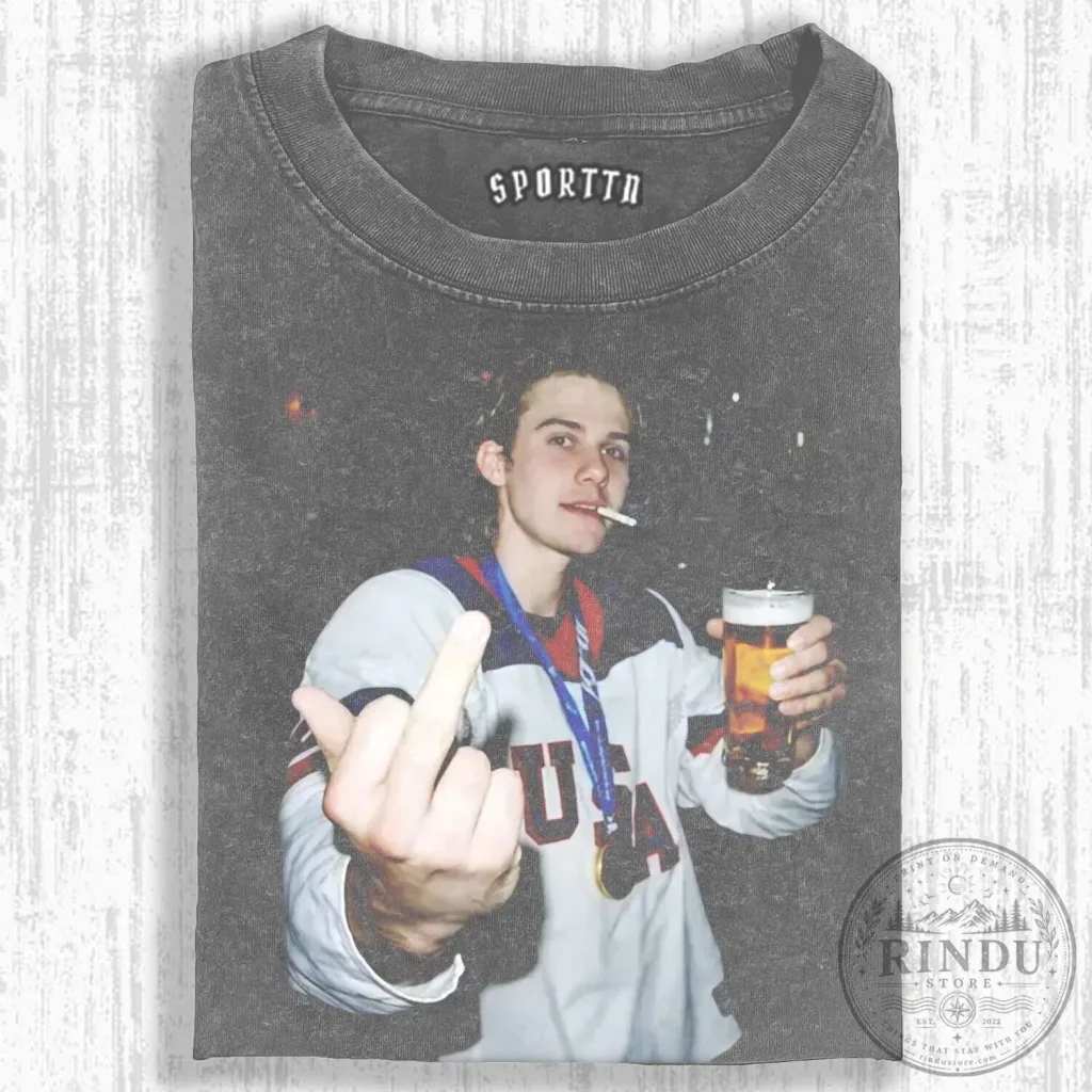 Jack Hughes Champion Graphic Washed Black T-Shirt Jack Hughes Champion Graphic Washed Black T-Shirt
