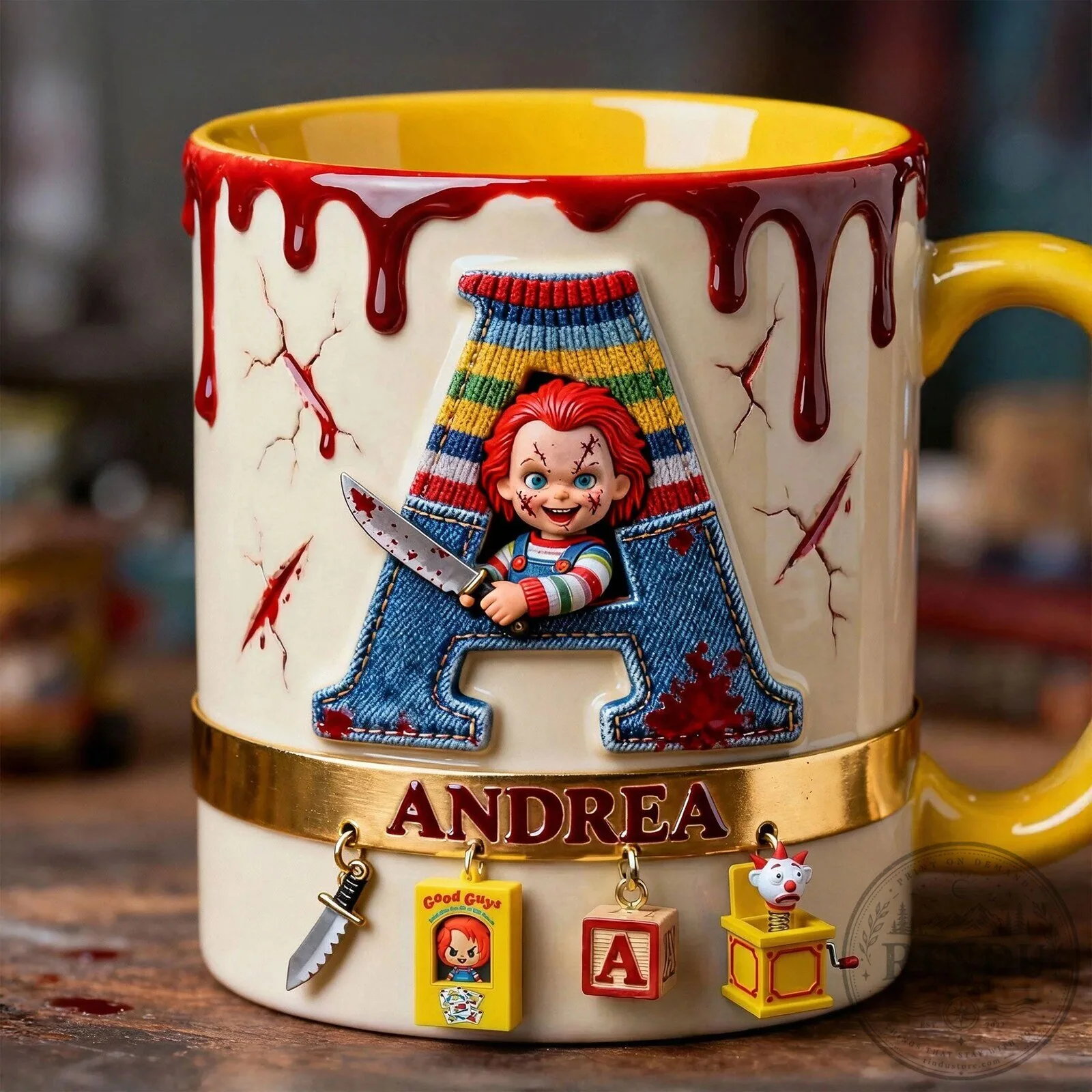 Chucky Horror Movie Alphabet Letter A Personalized Name Accent Mug