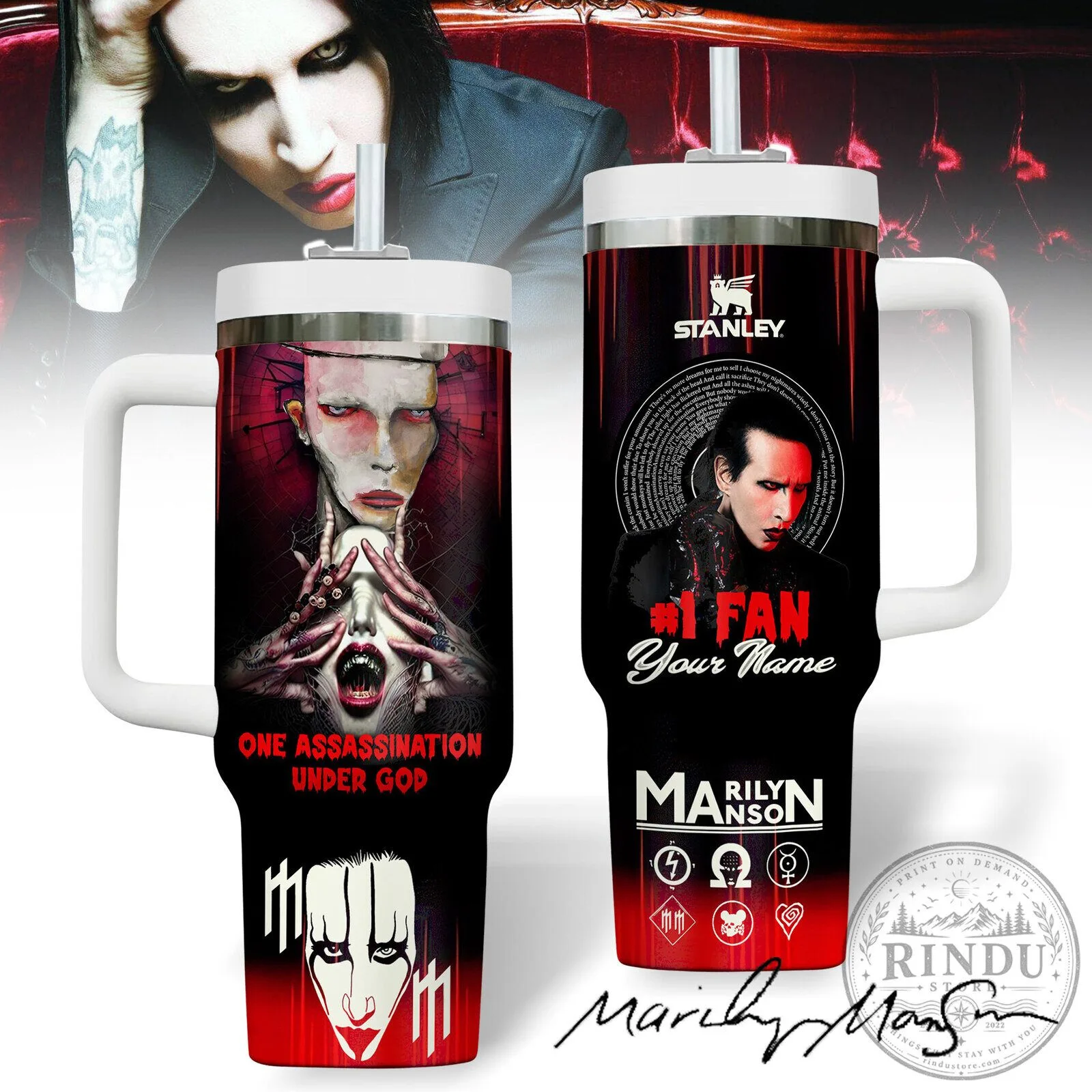 Marilyn Manson One Assassination Under God Stanley Tumbler With Handle