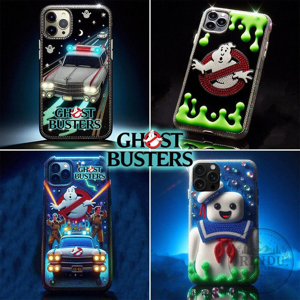 Ghostbusters Ecto-1 Car and Stay Puft Marshmallow Man Rhinestone Phone Case 1 Ghostbusters Ecto-1 Car and Stay Puft Marshmallow Man Rhinestone Phone Case