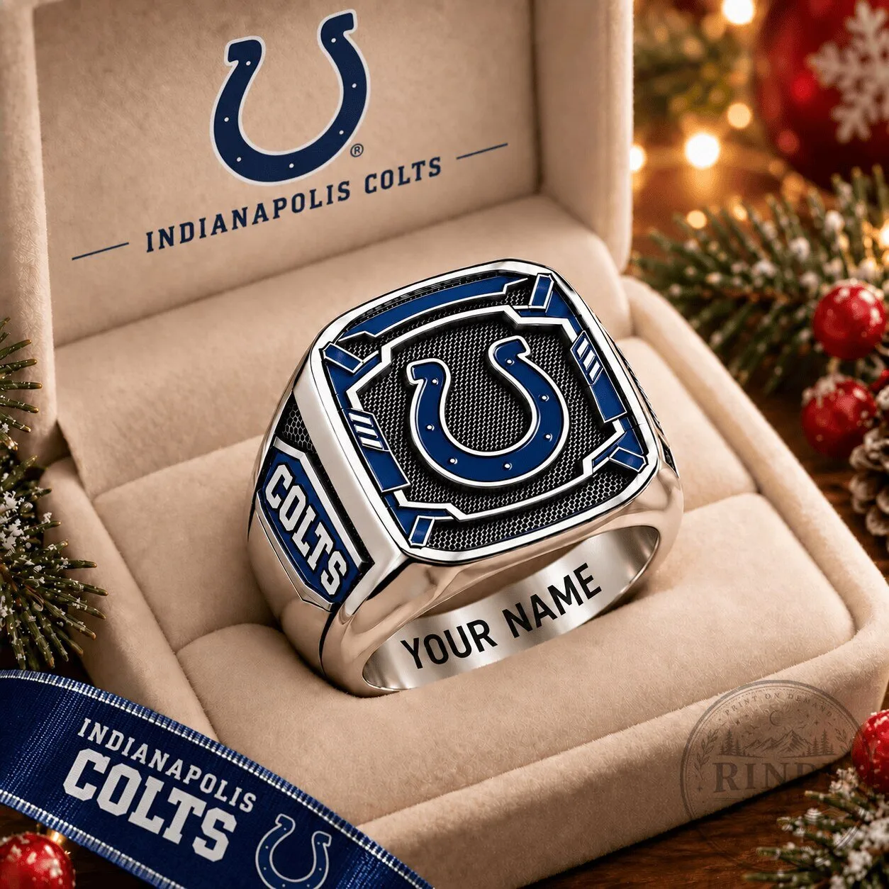Indianapolis Colts Football Team Custom Engraved Silver Ring for Men 2 Indianapolis Colts Football Team Custom Engraved Silver Ring for Men