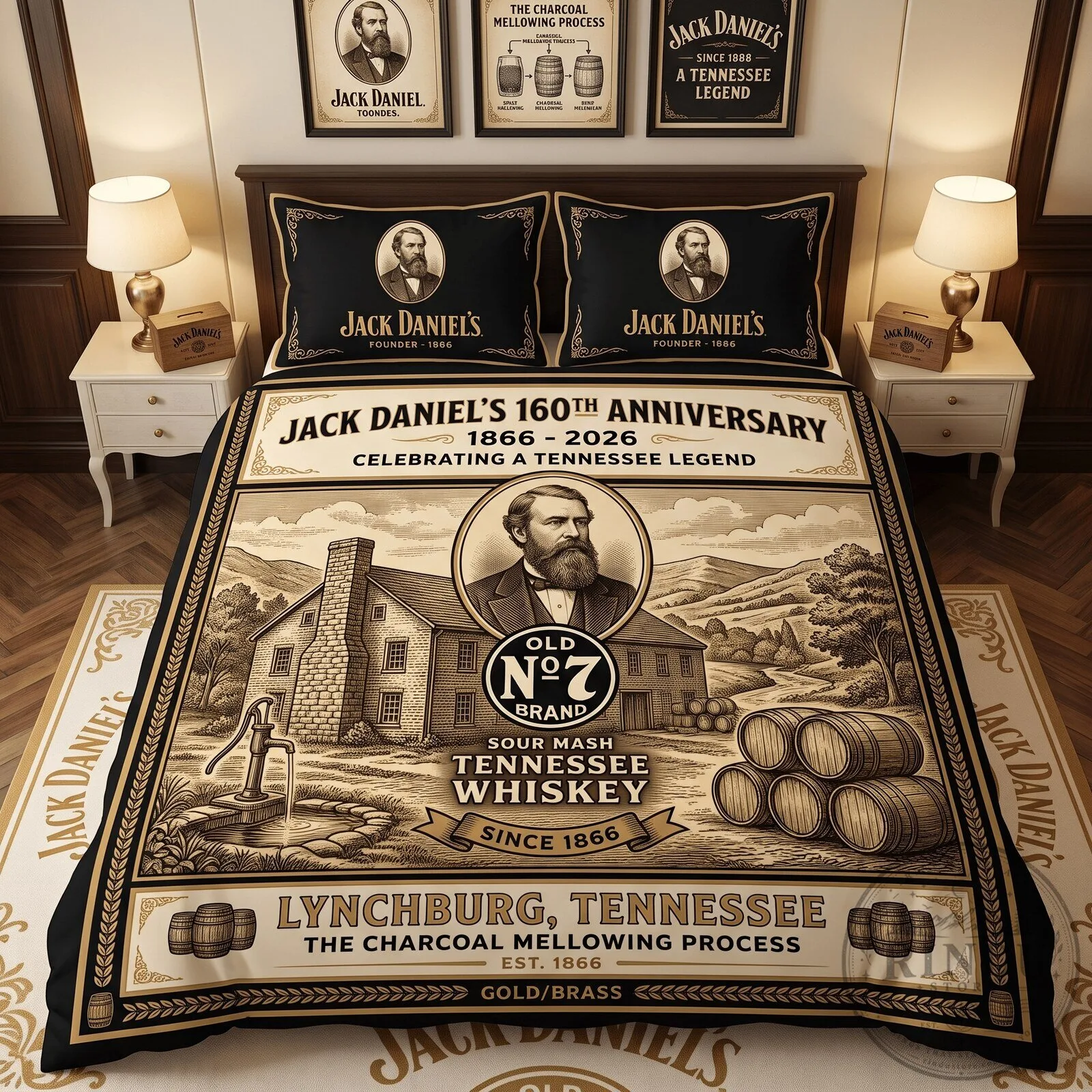 Jack Daniel's 160th Anniversary Old No. 7 Brand Tennessee Whiskey Bedding Set