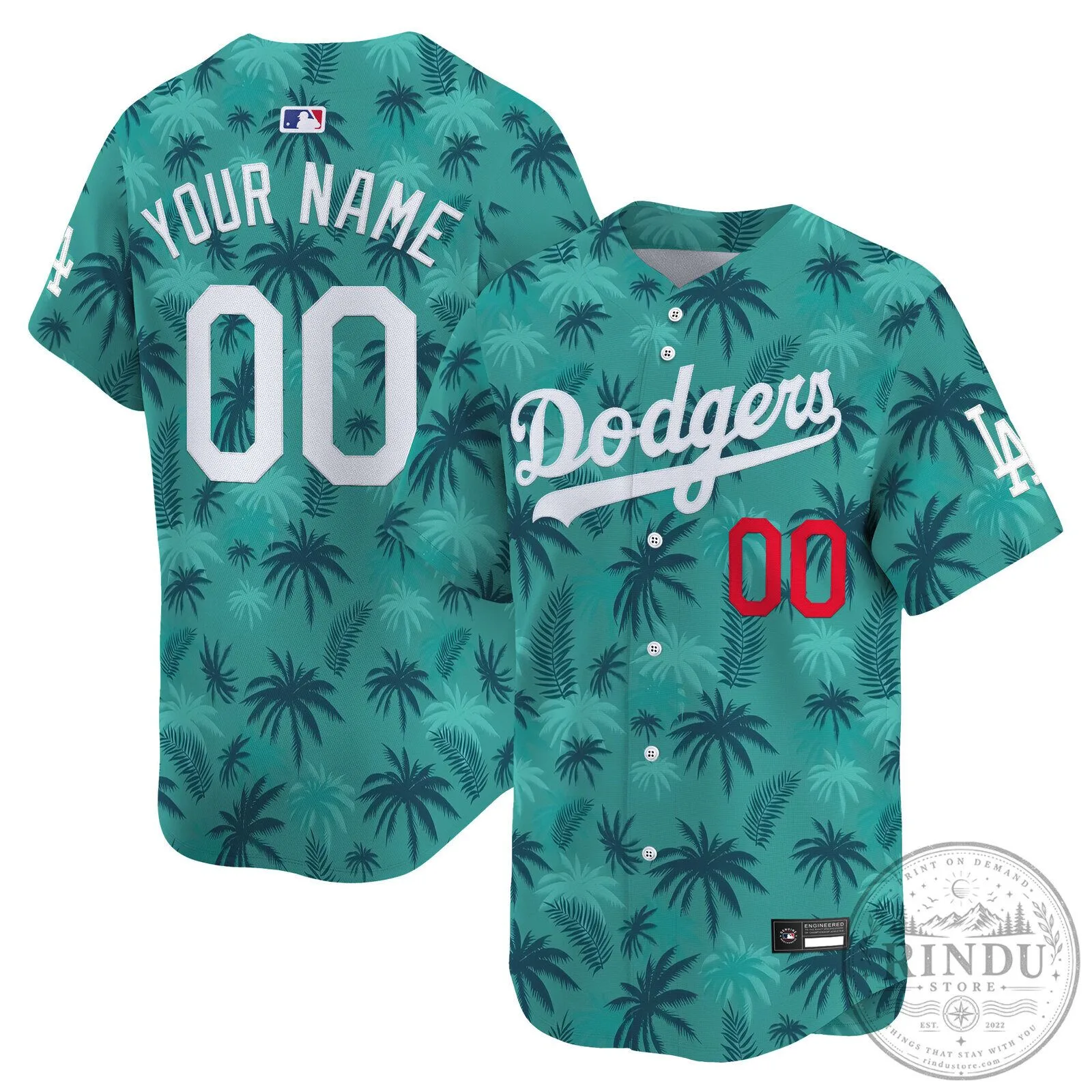 Dodgers Vice City Vapor Baseball Jersey with Palm Tree Design - Los Angeles