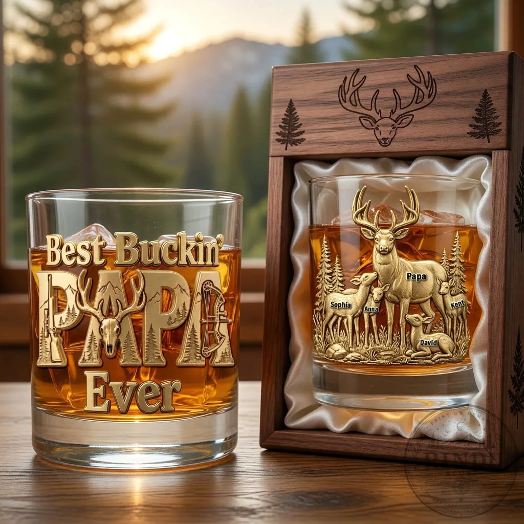Best Buckin Papa Ever Deer Hunting Whiskey Glass Best Buckin Papa Ever Deer Hunting Whiskey Glass