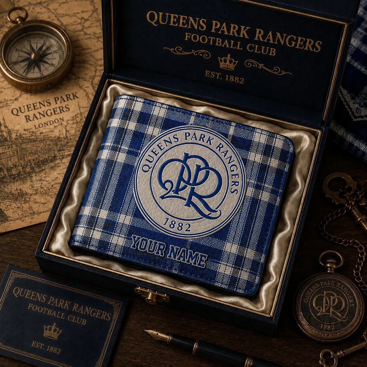 Queens Park Rangers Football Club Plaid Custom Name Wallet
