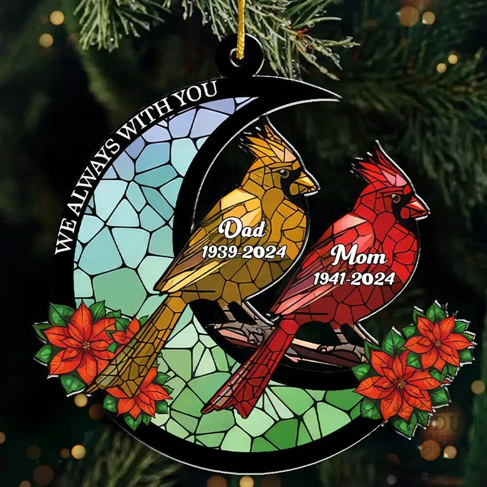 Personalized Cardinal Bird Memorial Christmas Tree Ornament