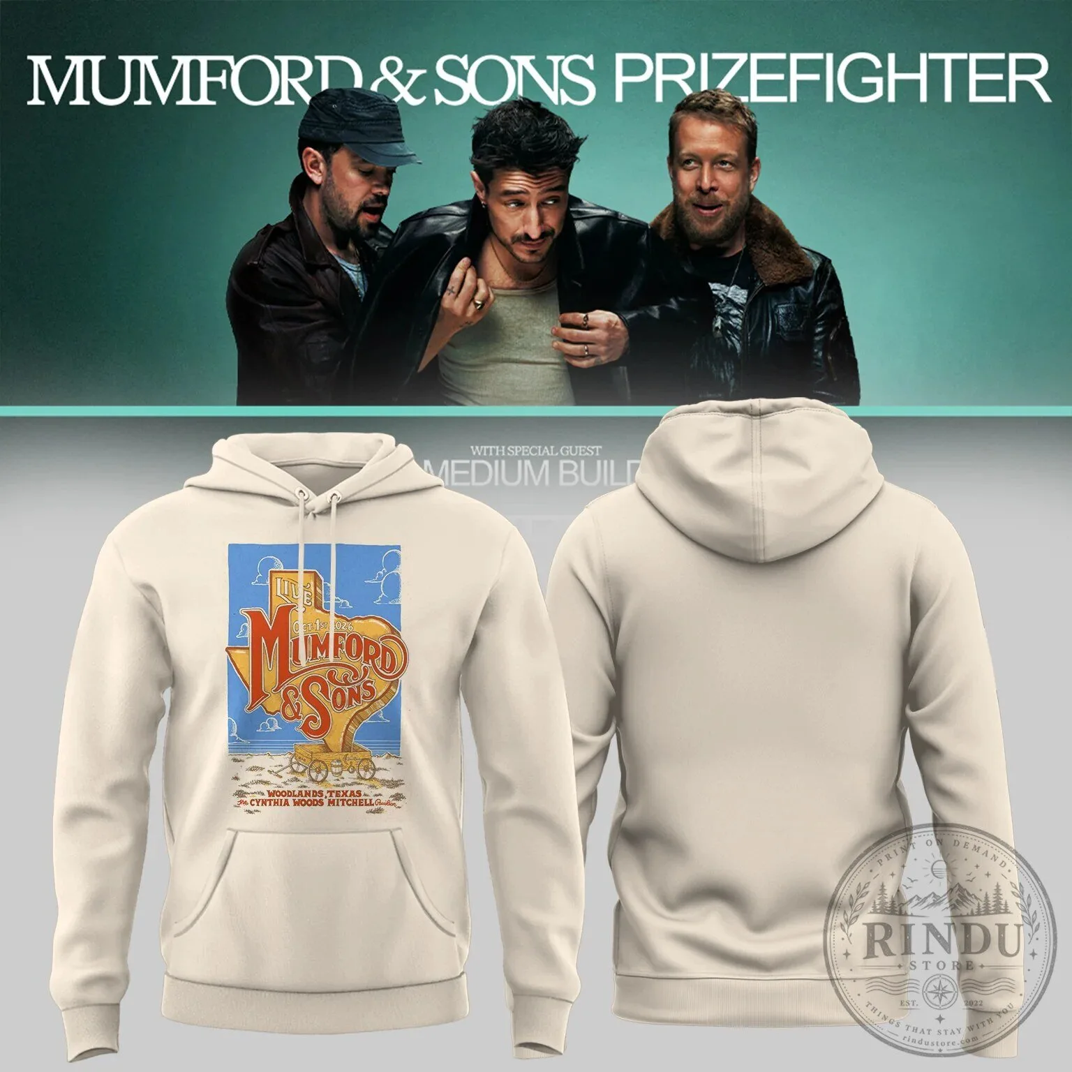 Mumford And Sons Prizefighter Concert Tour The Woodlands Texas Hoodie 1 Mumford And Sons Prizefighter Concert Tour The Woodlands Texas Hoodie