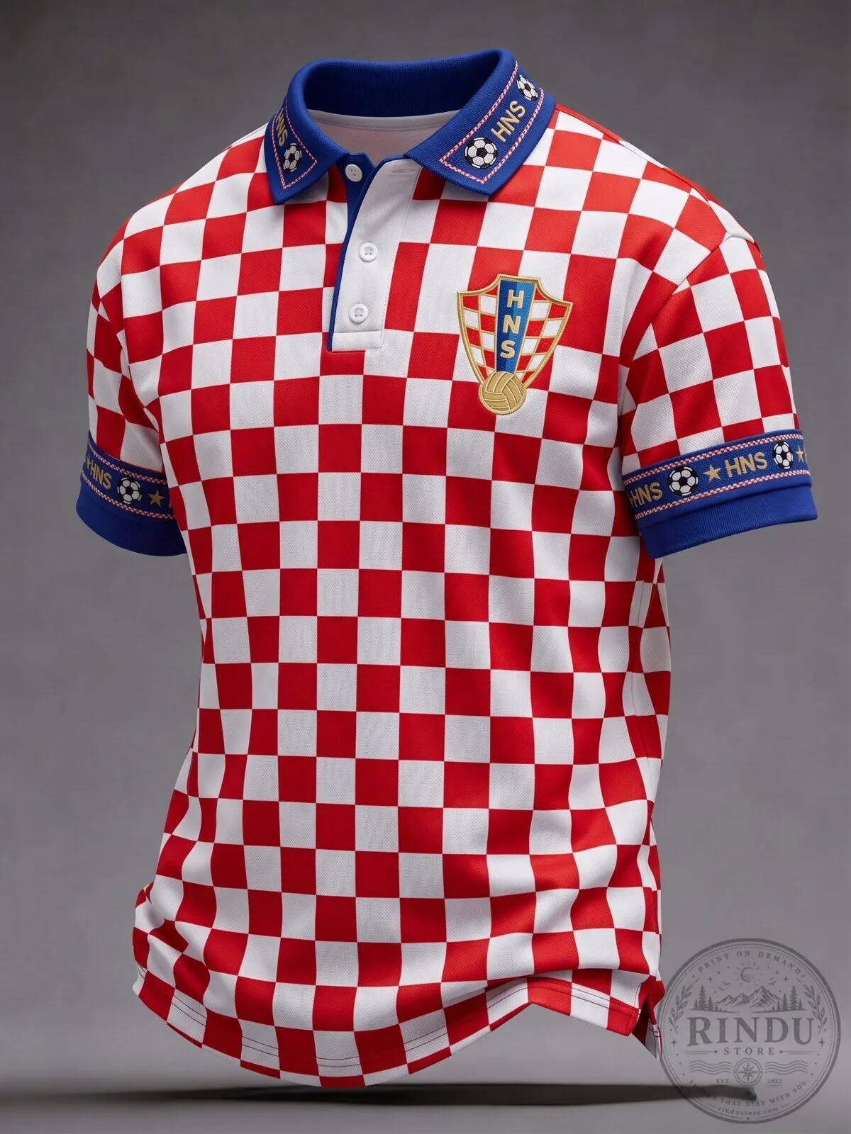 Croatia Football Federation Red White Checkered Polo Shirt 2 Croatia Football Federation Red White Checkered Polo Shirt